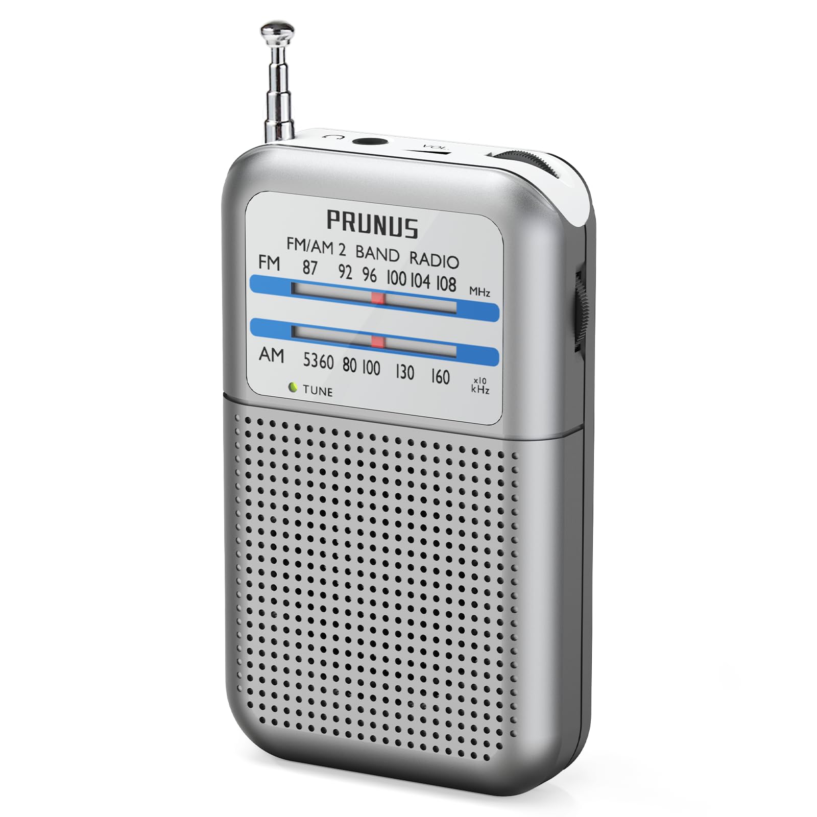 PRUNUS DE333 Pocket AM FM Radio - Portable Mini Transistor Radio with Excellent Reception, Tuning Knob & Signal Indicator | AAA Battery Powered | Perfect for Emergency ICE Storms, Outdoor Walking, Camping & Power Outages