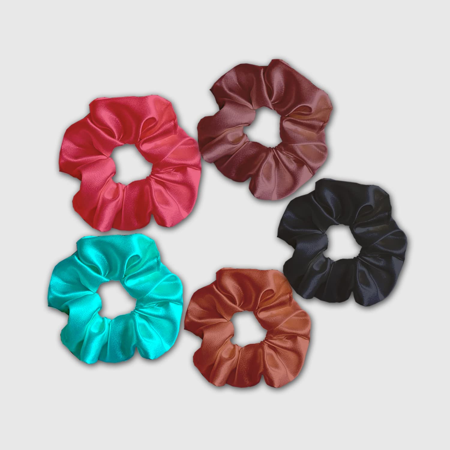 Avirons Satin Scrunchies for Women & Girls - 5 Pack Soft Hair Ties Set | Anti Hair Breakage Elastic Ponytail Holders | Perfect Gift for Women, Teens, Moms & Friends | Great for Work, School, Gym & Everyday Use