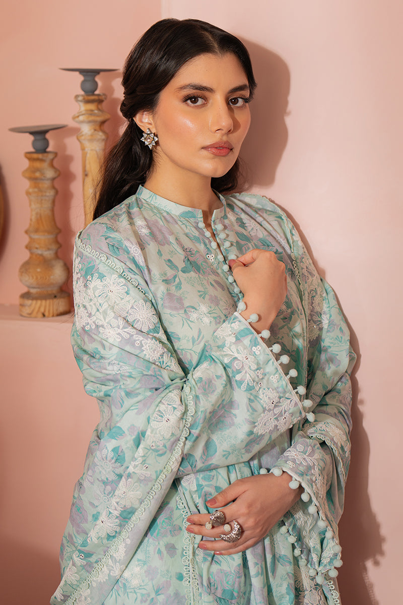 Mint Haze 3-Piece Printed Suit for Women | Stylish Matching Outfit Set | Perfect for Office Wear, Parties & Special Occasions