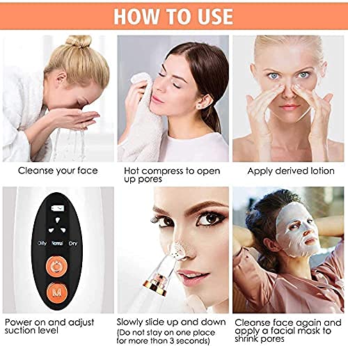 SHRADDHA SABURI Electric Blackhead Remover Vacuum - USB Rechargeable Pore Cleaner for Men & Women with 6 Suction Heads, LED Screen & 3 Cleaning Modes - Perfect for Deep Facial Cleansing & Acne Treatment at Home
