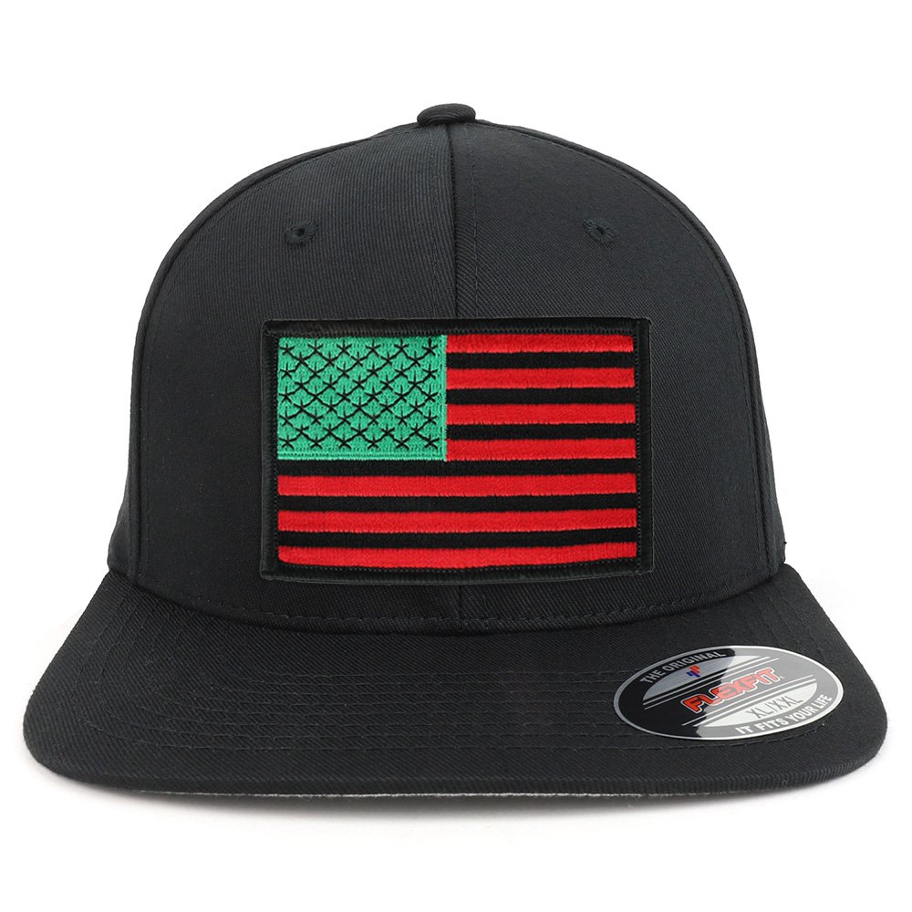 XXL USA American Flag Embroidered Iron-On Patch Flexfit Cap - Patriotic Baseball Hat for Men & Women - Perfect for 4th of July, Veterans Day & Outdoor Activities