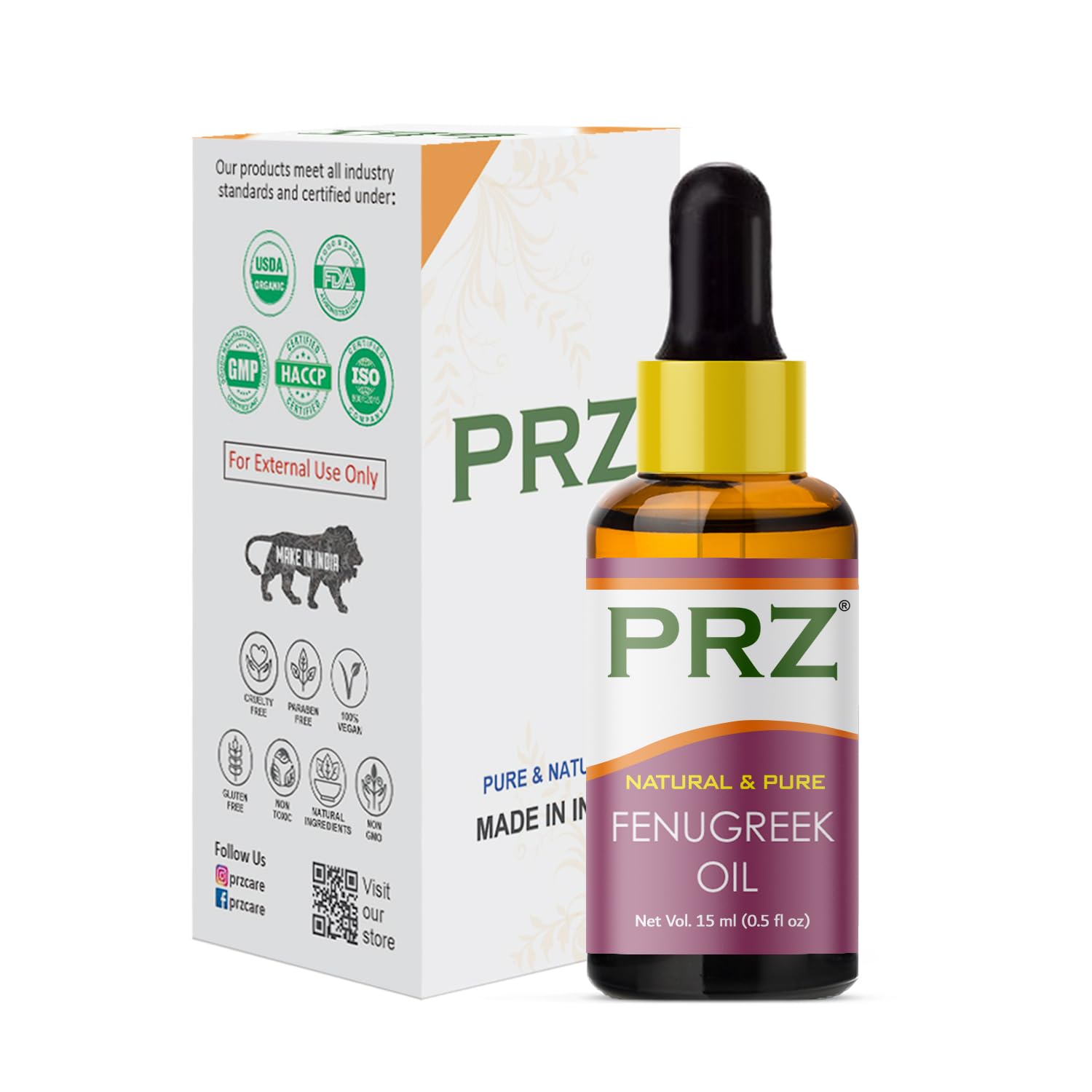 Pure Fenugreek Oil - Cold Pressed for Aromatherapy, Skin & Hair Care - 15ml
