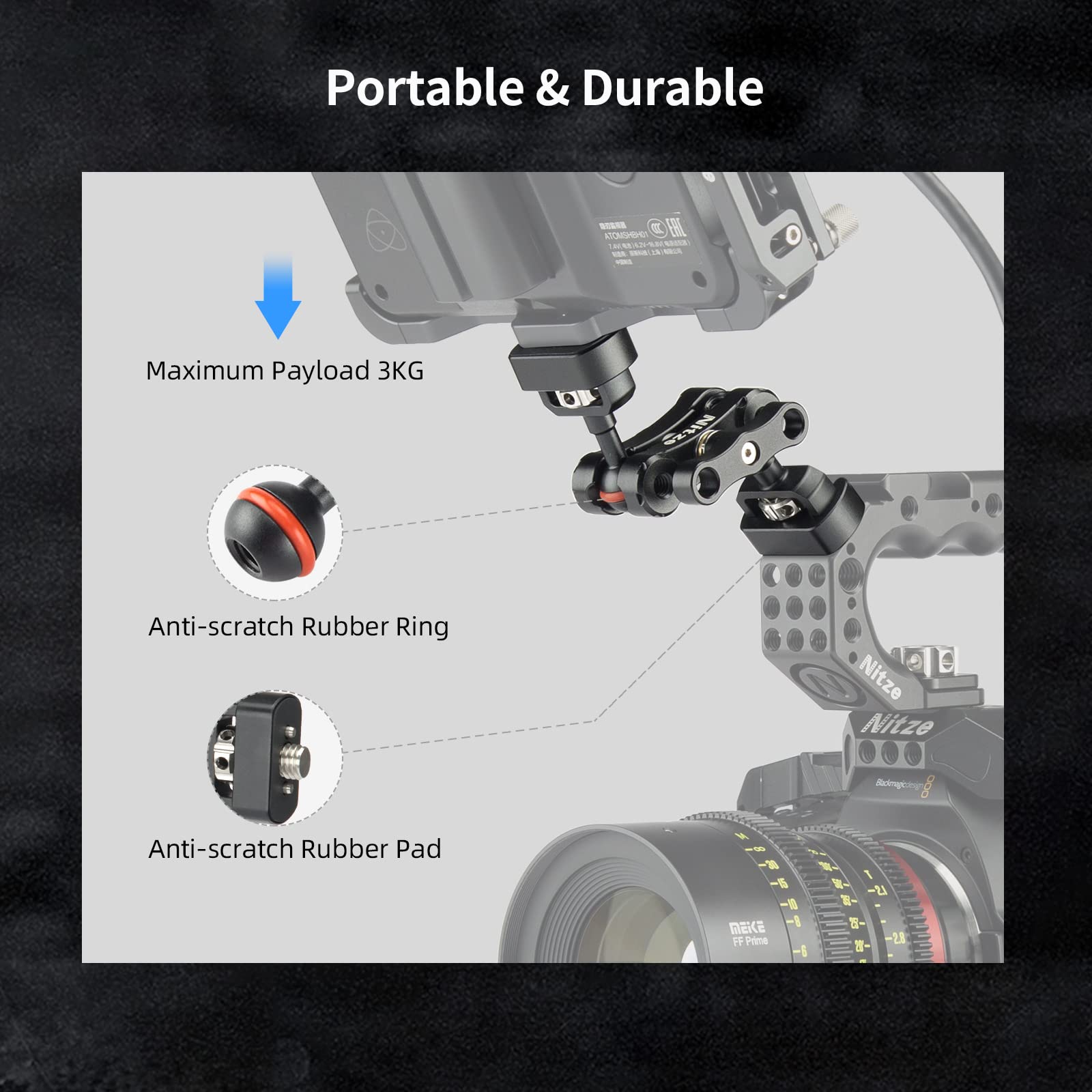 Nitze Articulating Magic Arm - Heavy Duty Camera Mount with 3/8