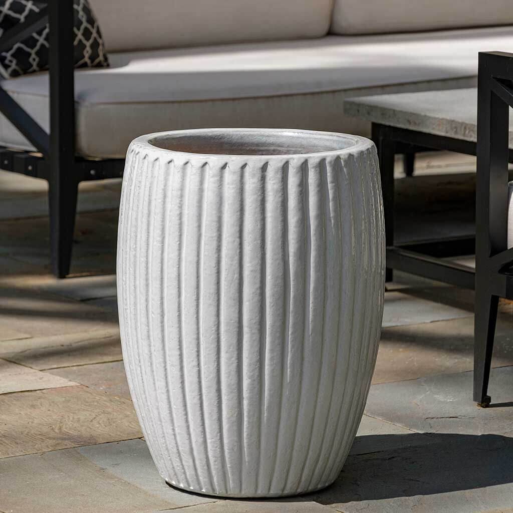 Campania International Riva Planter Set of 2 - Antique White Ceramic Flower Pots for Indoor & Outdoor Garden Decor - Perfect for Patio, Deck, and Home Entrance