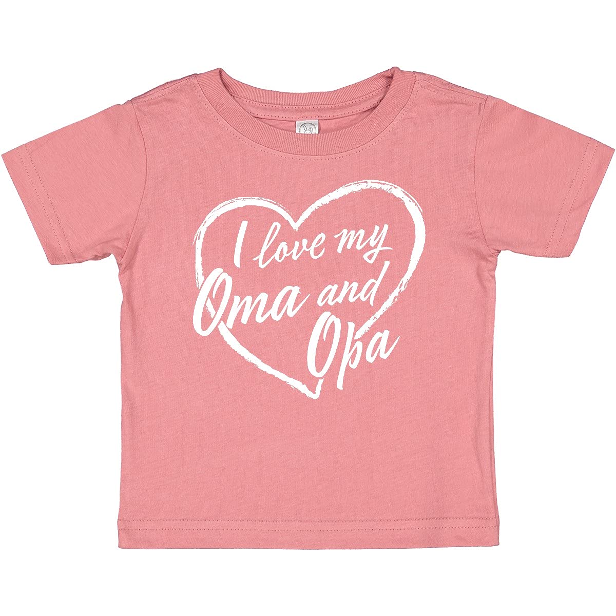 Inktastic I Love My Oma and Opa White Chalk Heart Baby T-Shirt - Cute Grandparent Gift for Toddlers & Infants - Perfect for Family Reunions, Grandparents Day & Photo Shoots