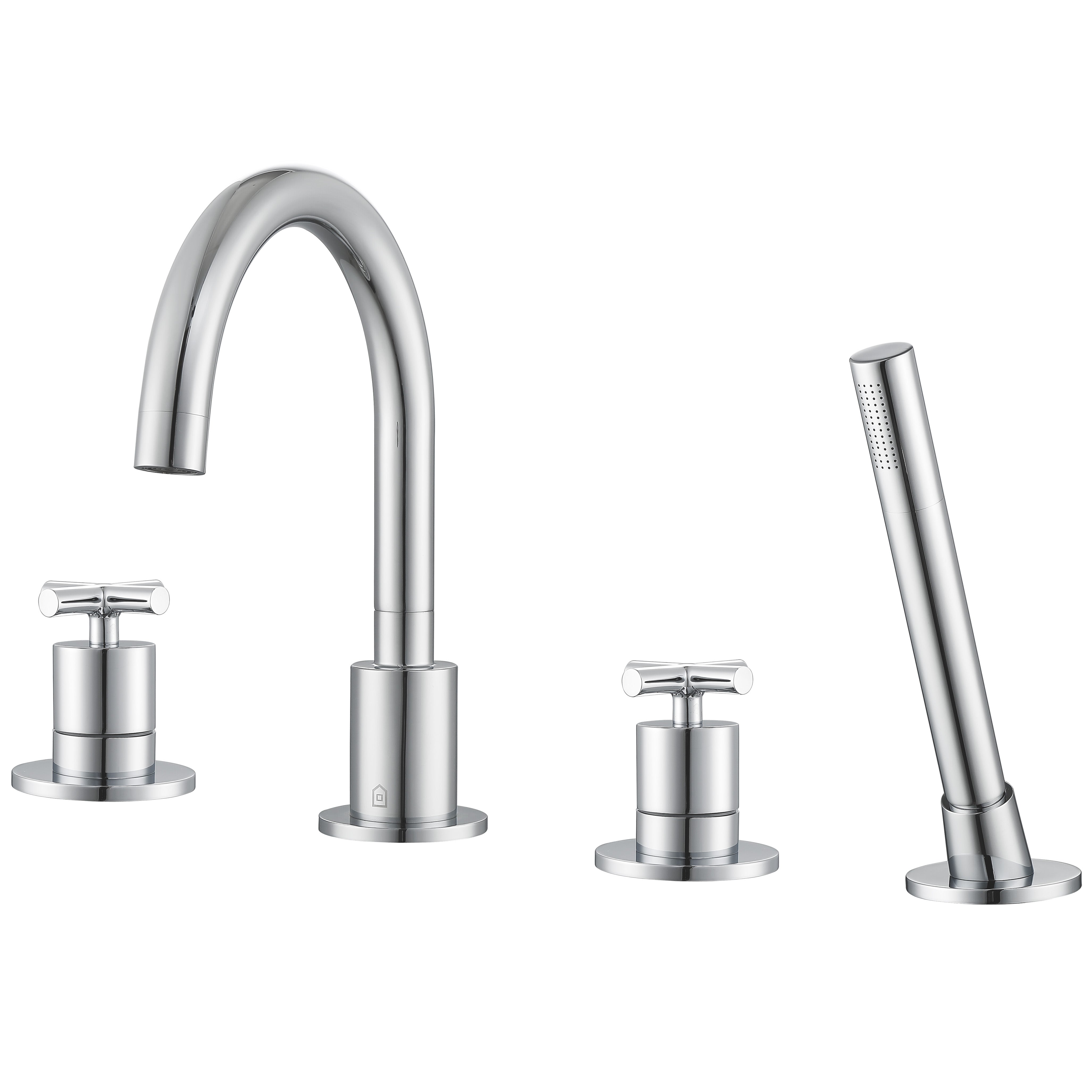 Chrome Ava Two Handle Roman Tub Faucet - Classic Bathroom Fixture for Freestanding Tubs & Luxury Spa Retreats