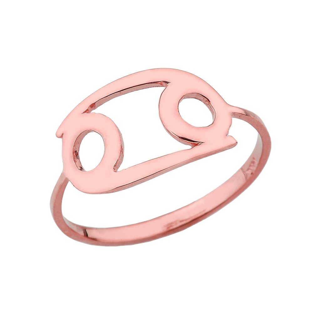 14K Rose Gold Cancer Zodiac Sign Ring - Elegant Horoscope Jewelry for Women, Perfect Birthday Gift & Daily Wear