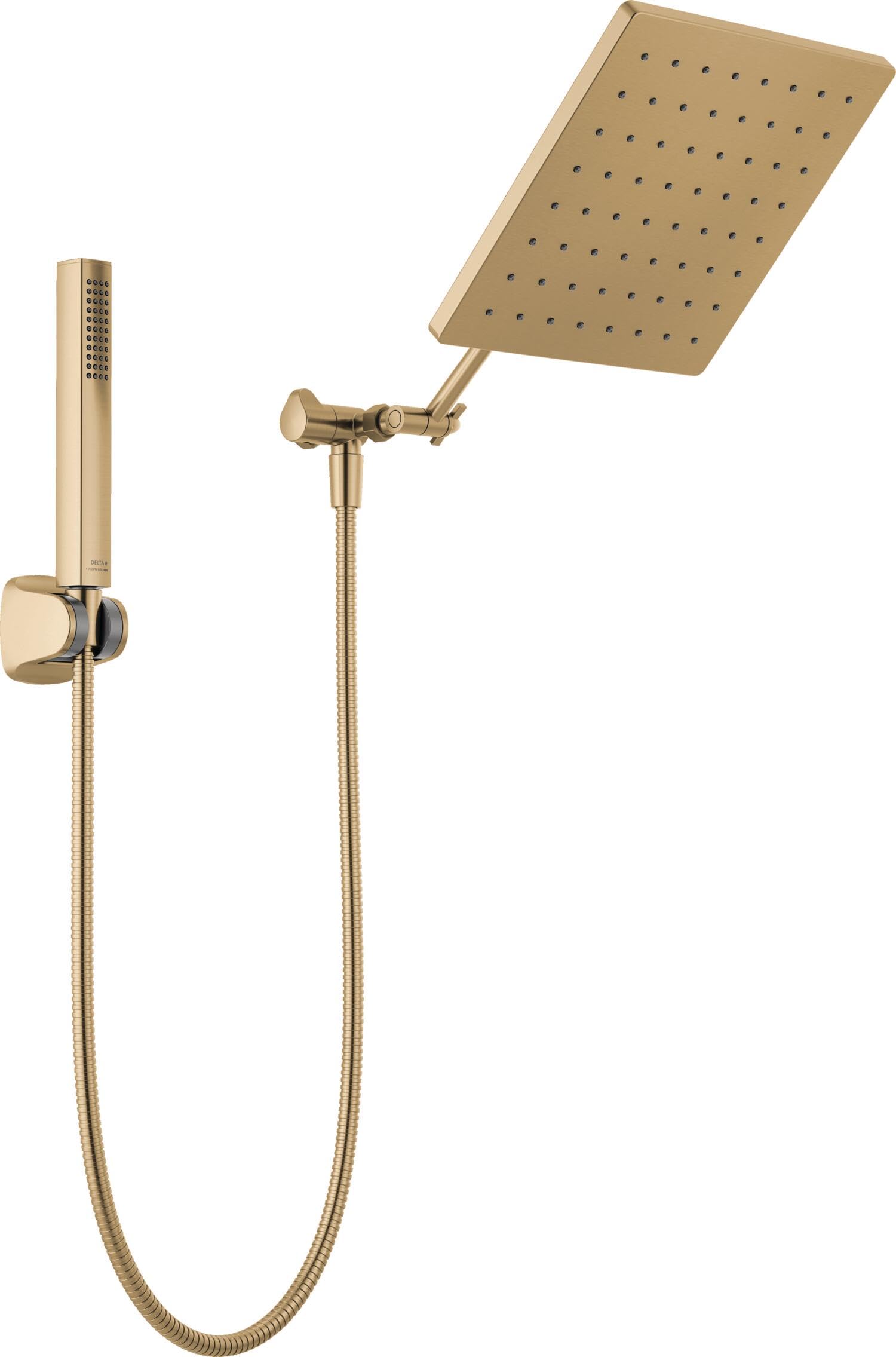 Delta Faucet 10-inch Raincan Shower Head & Handheld Shower Combo - Gold Square Rainfall Shower Head with High Pressure 1.75 GPM - Champagne Bronze 75527-CZ - Perfect for Luxurious Spa-Like Bathroom Experience