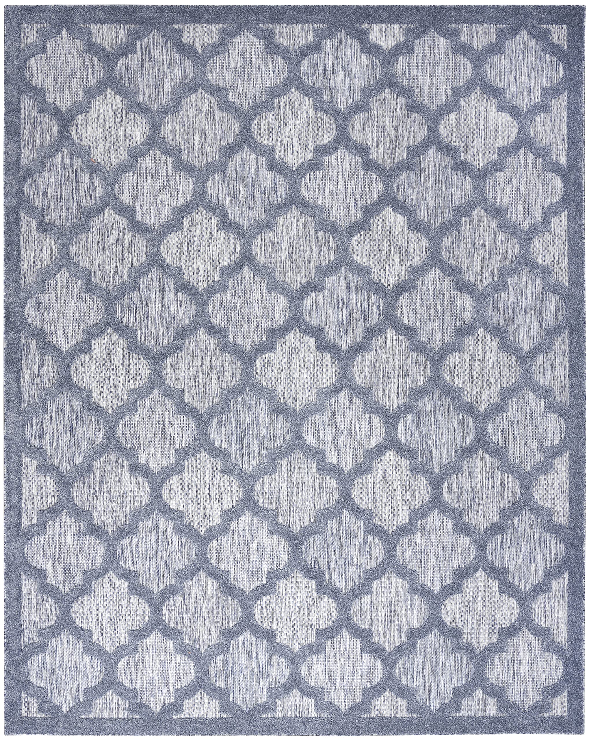 Nourison Easy Care Moroccan Denim Blue 7' x 10' Area Rug - Trellis Pattern, Stain Resistant & Non-Shedding for Easy Cleaning | Perfect for Bedroom, Living Room, Dining Room, Backyard, Deck & Patio Decor (7x10)
