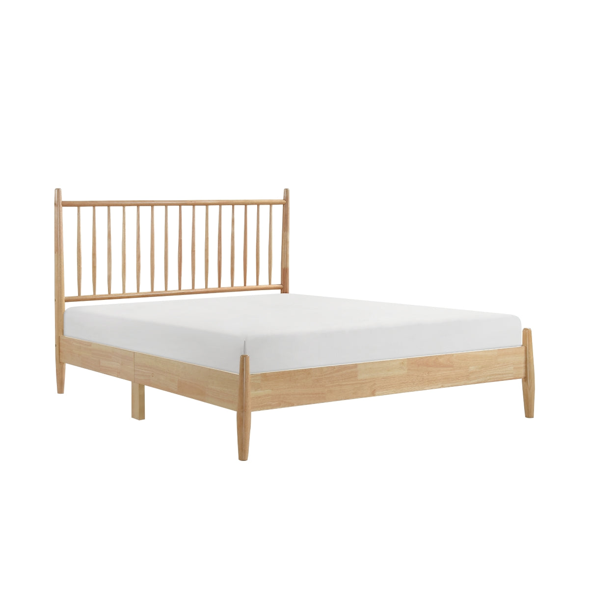 Mid Century Modern Queen Bed Frame - Solid Wood Platform Bed with Upholstered Headboard - Stylish & Durable Furniture for Master Bedroom or Guest Room