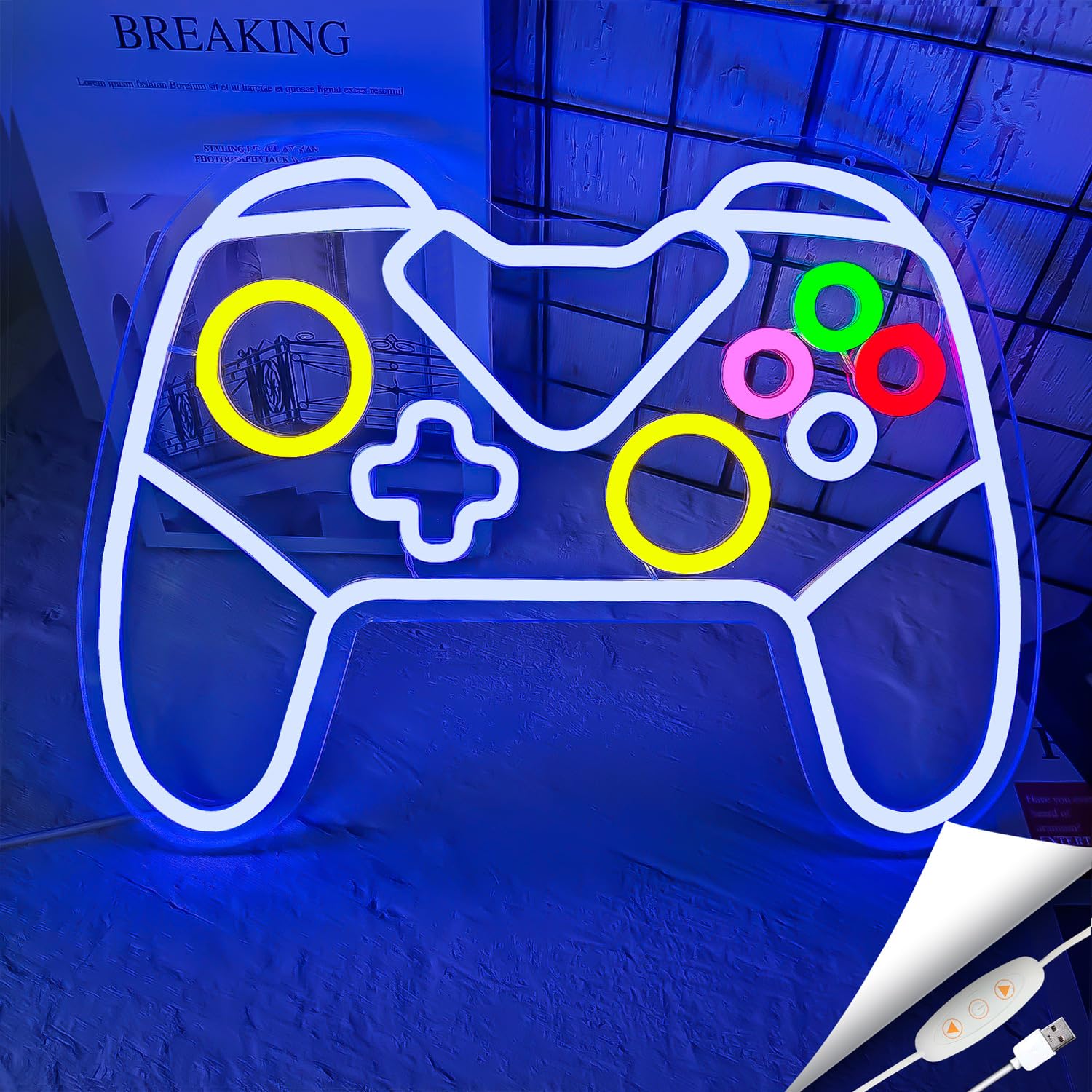 Gaming Neon Sign - LED Gamepad Light for Room Decor, Perfect for Bedroom & Gifts