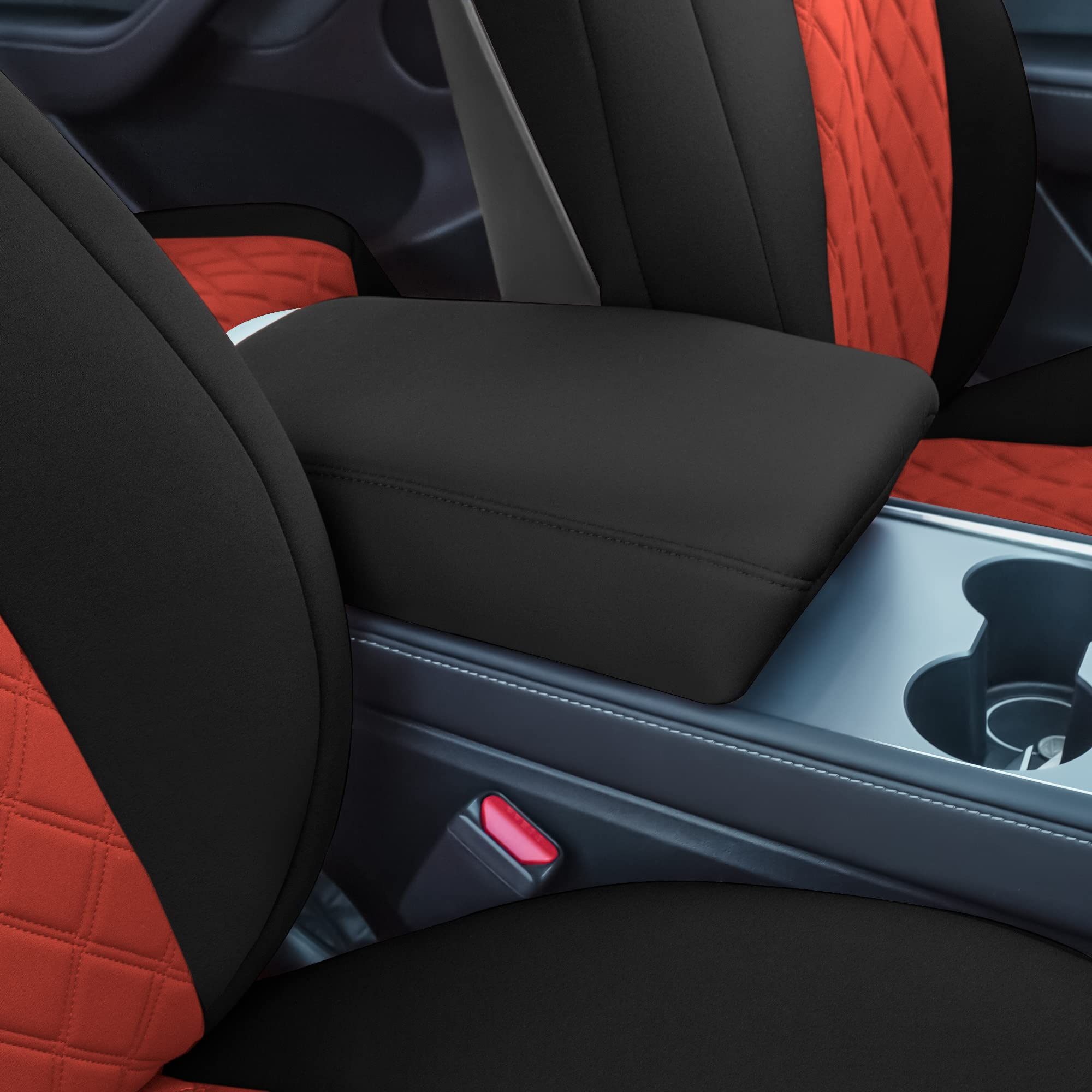 Custom Fit Waterproof Tesla Model Y Seat Covers (2020-2024) - Front Set in Red | Premium Automotive Interior Accessories | Perfect for Road Trips & Daily Commutes