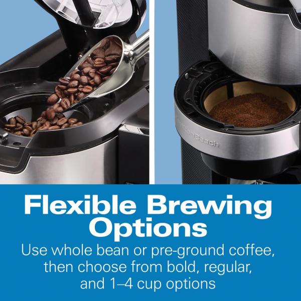 Refurbished HAMILTON BEACH 45505 Grind & Brew Coffee Maker with Warranty - Perfect for Home, Office & Dorm Use
