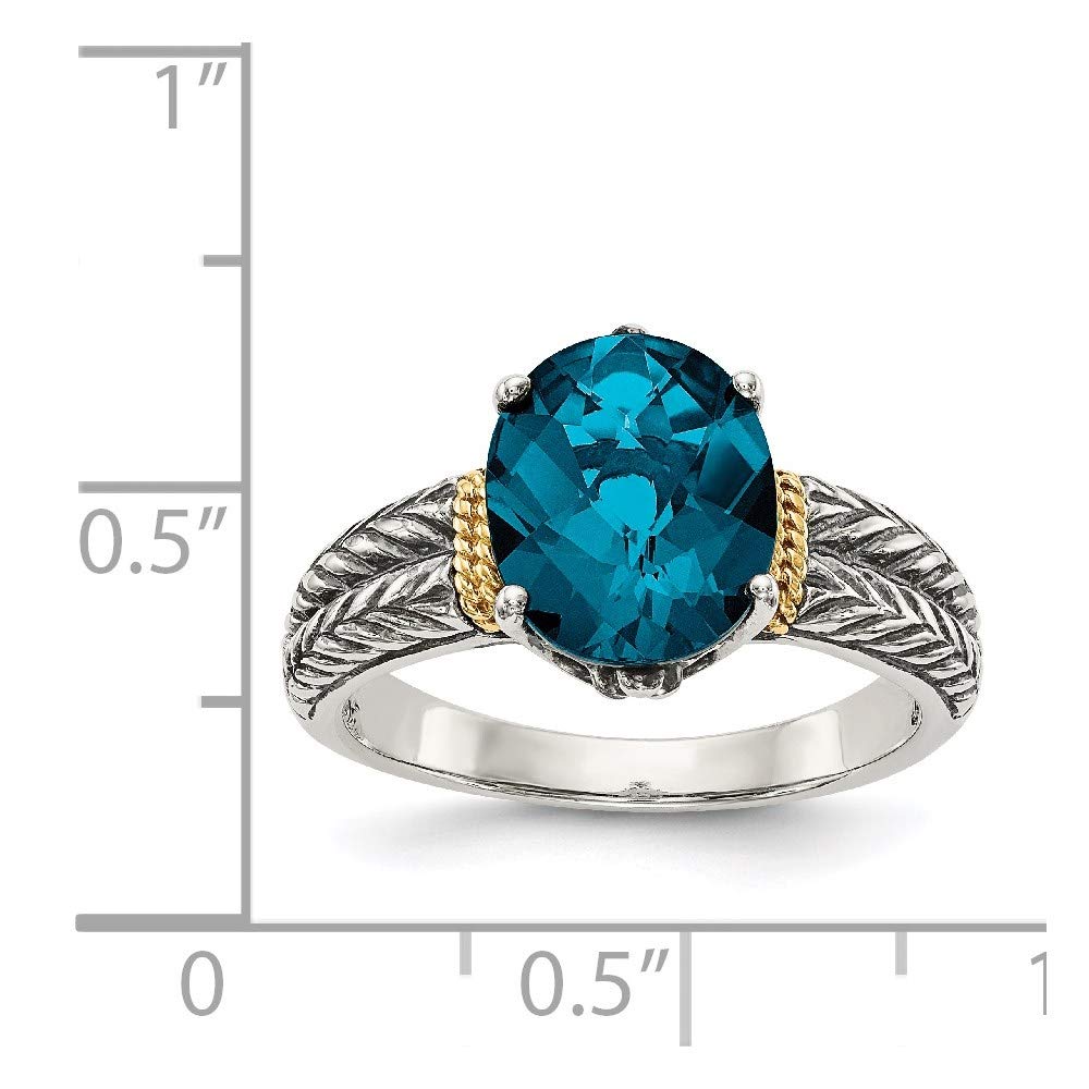 925 Sterling Silver & 14K Yellow Gold London Blue Topaz Ring for Women - Elegant Fine Jewelry Gift for Her, Anniversary, Birthday & Special Occasions