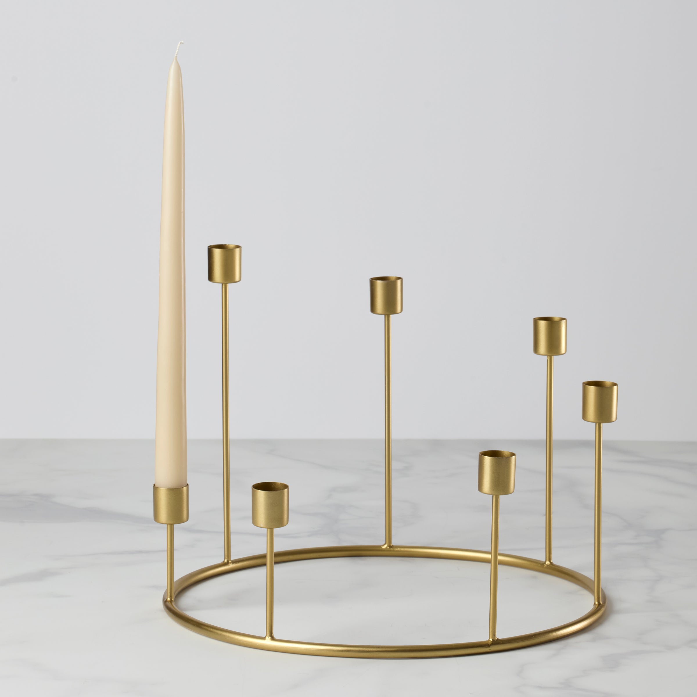 Kent Large Gold Candlestick Wreath - Elegant Table Centerpiece for Weddings, Holidays & Home Decor