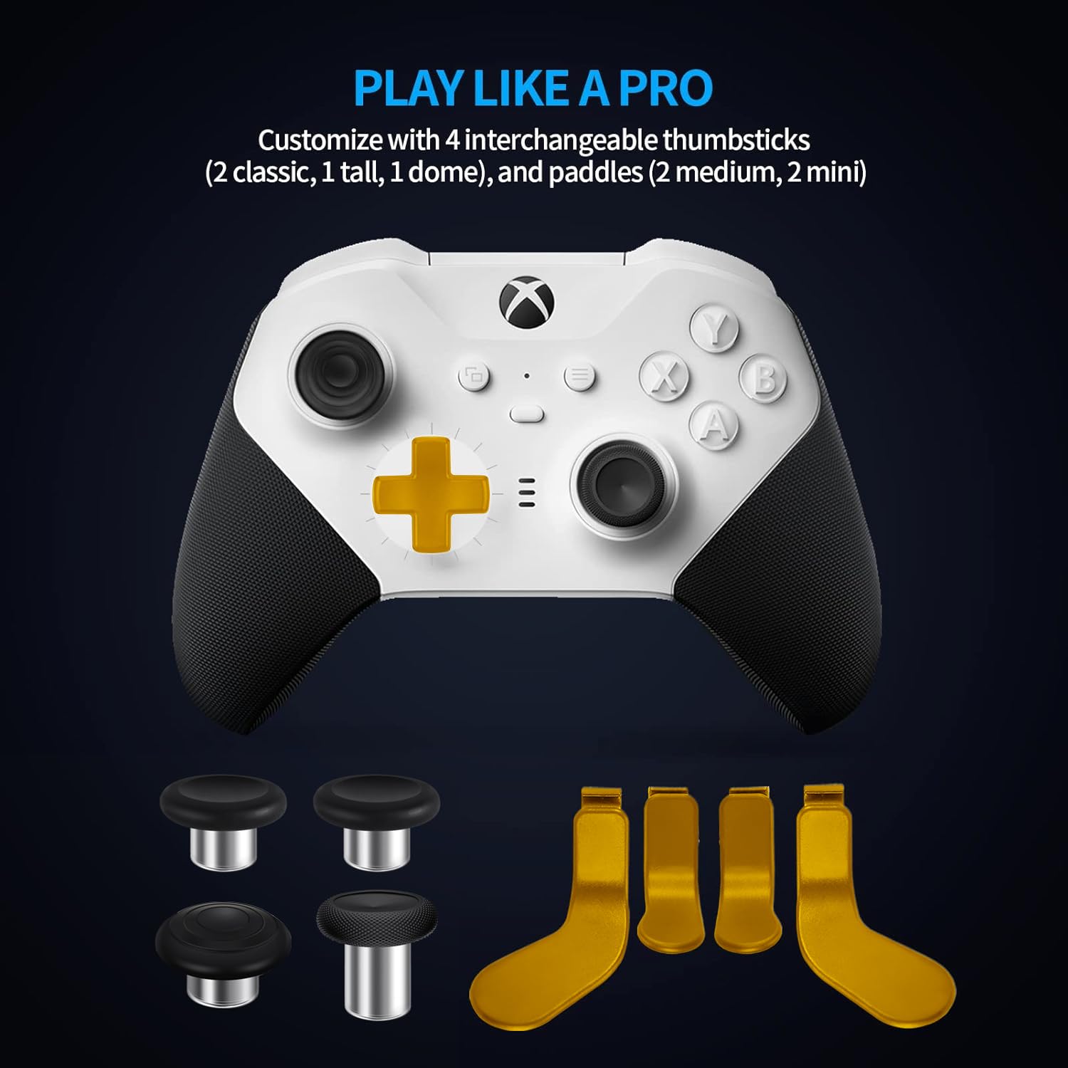 Magnetic Thumbsticks Replacement Joystick Kit for Xbox Elite Controller Series 2 & Core - 4 Paddles & 2 D-Pads Included | Precision Gaming Accessories for Enhanced Control & Durability | Perfect for Competitive Gaming & Controller Repair