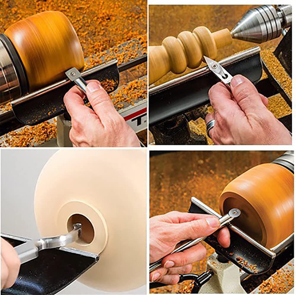 8Pcs Carbide Wood Lathe Turning Tools Set - Professional Interchangeable Grip Handle with Insert Cutters for Woodworking - Perfect for Bowl Making, Spindle Turning & Furniture Crafting