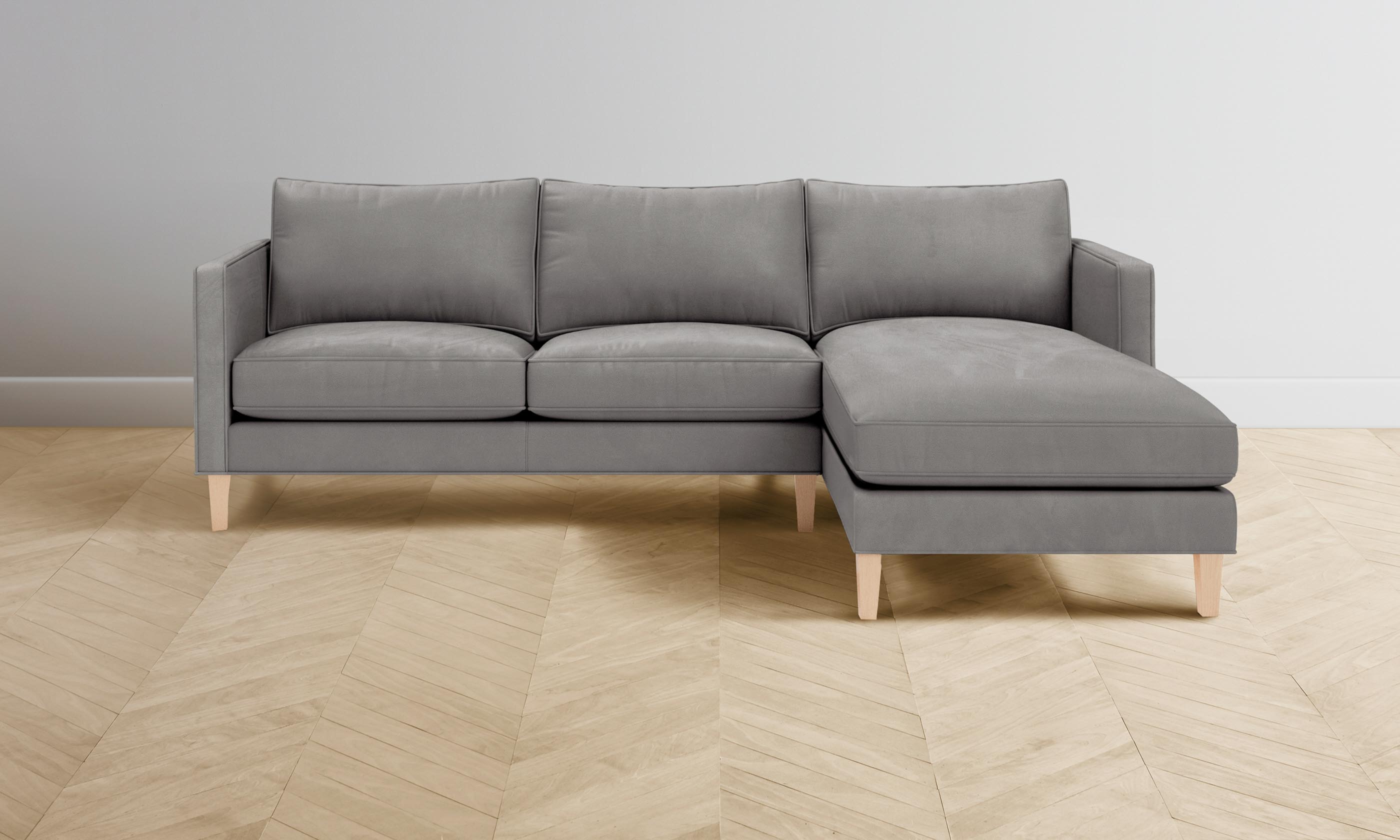 Premium Crosby Sectional Sofa - Genuine Nubuck Leather in Asphalt Gray | Modern Living Room Furniture for Home Theater & Family Gatherings