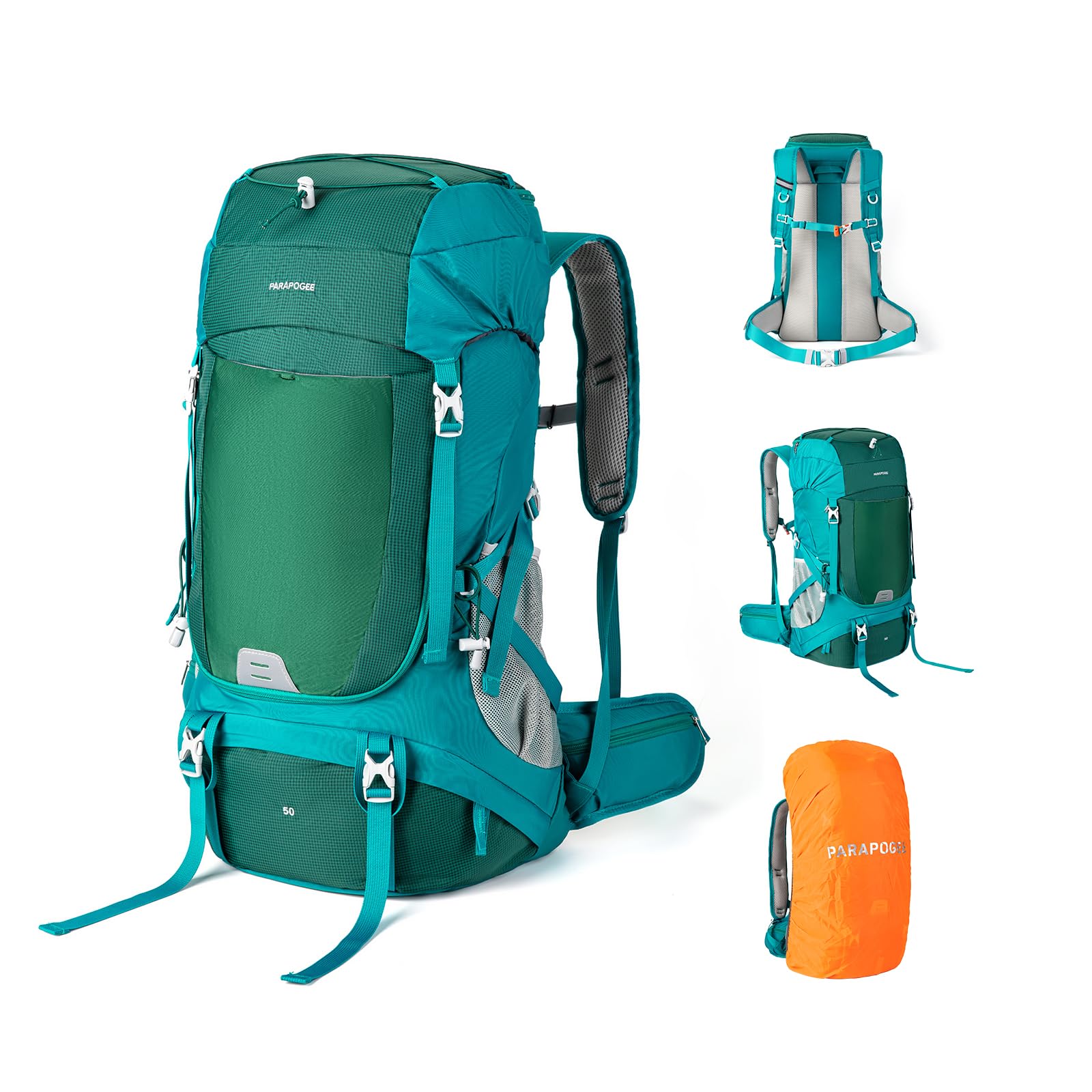 50L Lightweight Hiking Backpack with Waterproof Rain Cover - Durable Outdoor Travel Backpack for Climbing, Camping & Trekking (Green) | Perfect for Day Hikes, Mountain Adventures & Travel Gear