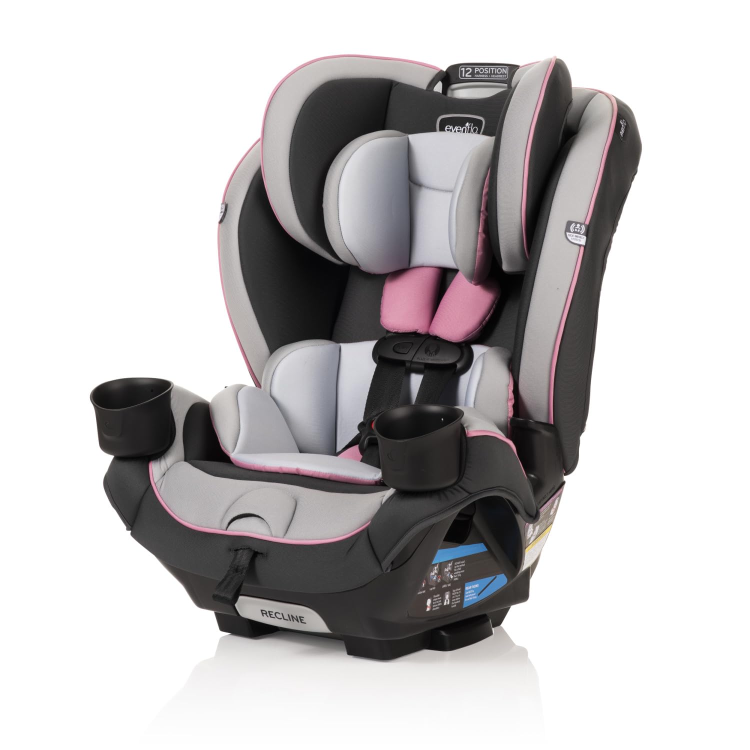 Evenflo EveryKid 3-in-1 Convertible Car Seat for Toddlers & Kids - Oneida Pink - Rear Facing, Forward Facing & Booster Mode - Safe & Comfortable for Travel & Daily Commute