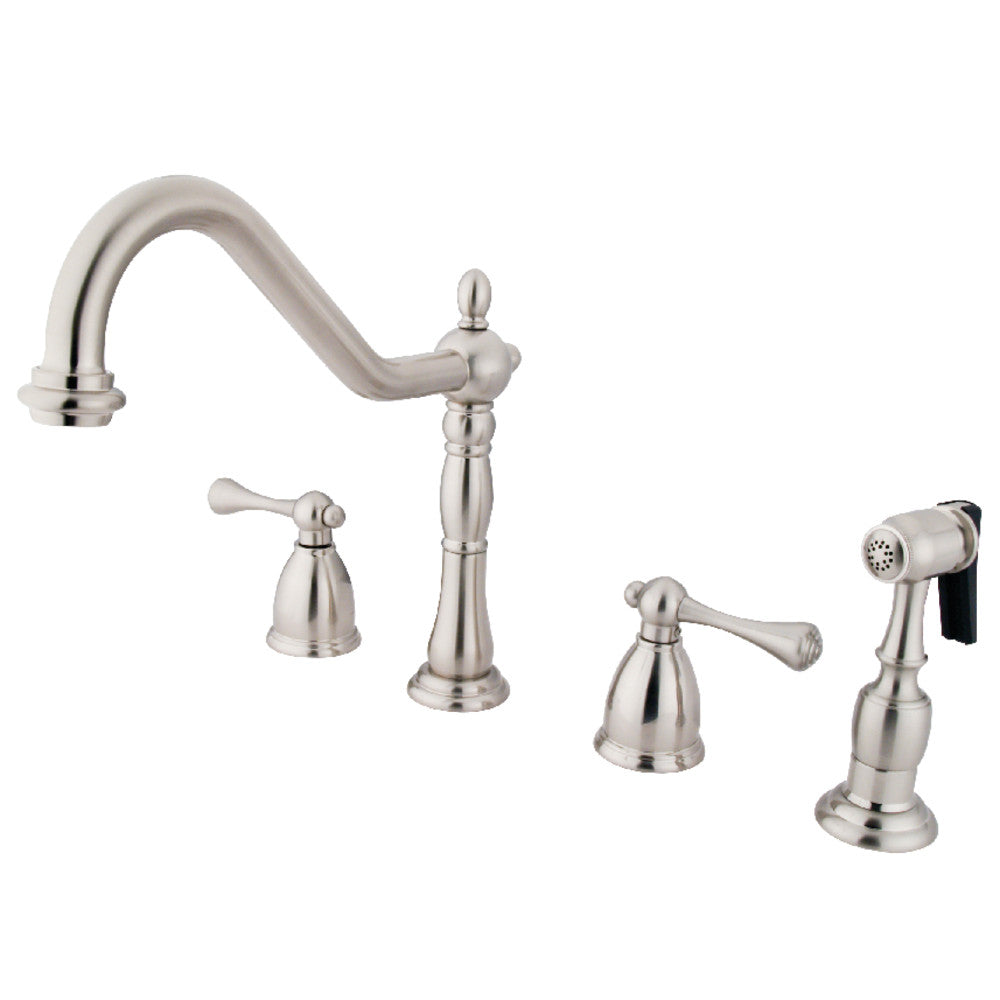 Kingston Brass KB1798BLBS Heritage Widespread Kitchen Faucet - Modern Pull-Down Sprayer, Oil-Rubbed Bronze Finish for Farmhouse & Traditional Kitchens | Perfect for Cooking, Washing Dishes & Filling Pots