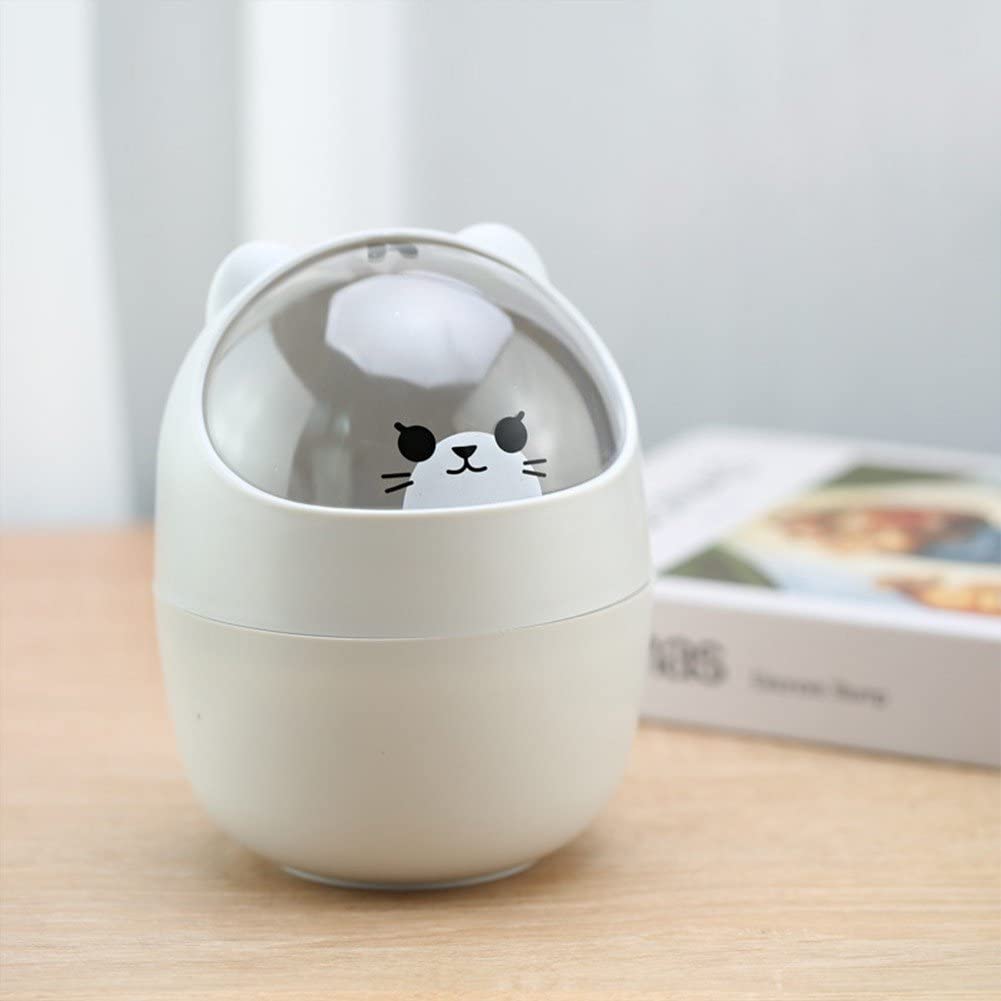 Cute Mini Cat Trash Can with Lid - Kawaii Desktop Storage Bin for Pens, Office Supplies & Small Trash | Perfect for Home, Office & Dorm Room Organization