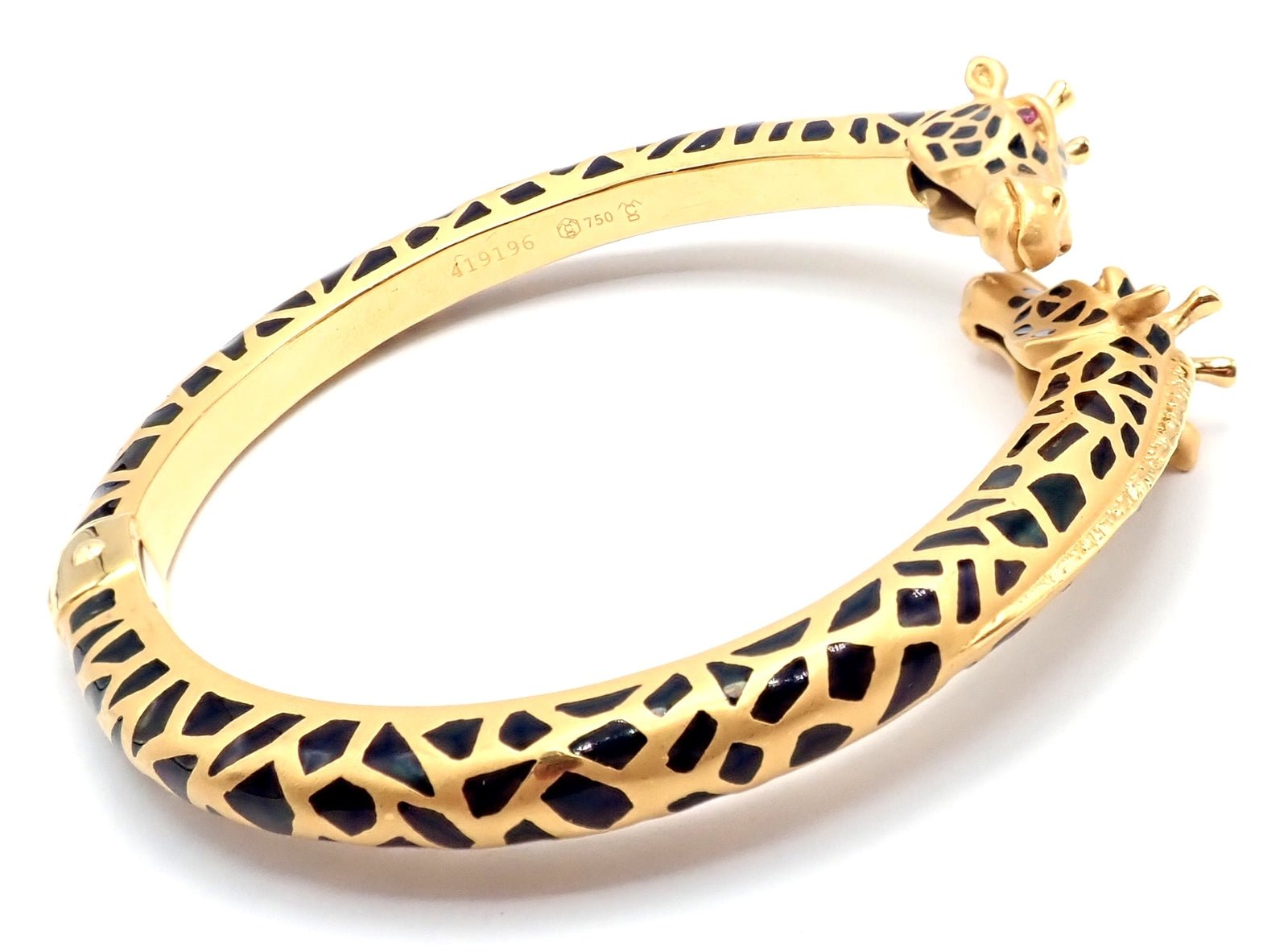 18k Yellow Gold Diamond Enamel Giraffe Bangle Bracelet by Carrera Y Carrera - Elegant Animal Jewelry for Women, Perfect Gift for Birthday, Anniversary & Special Occasions