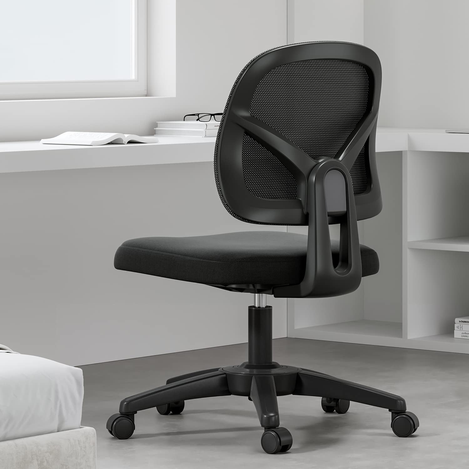 HBADA Ergonomic Mesh Office Chair - Adjustable Height Computer Desk Chair for Adults & Kids, Black - Perfect for Home Office, Gaming & Study