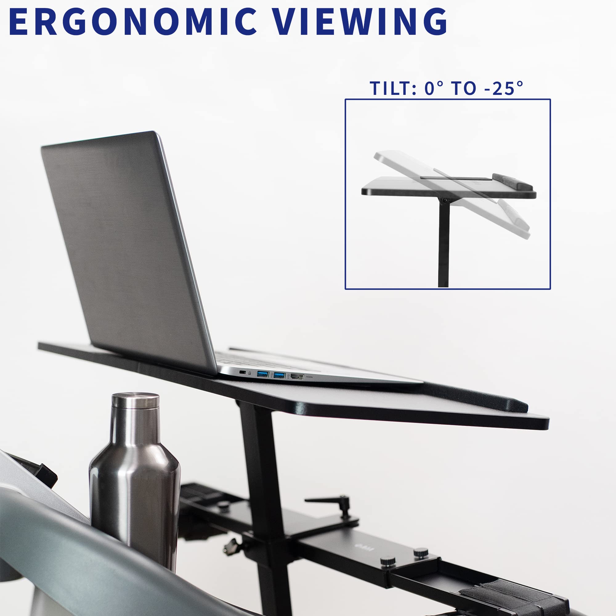 VIVO Adjustable Ergonomic Wooden Laptop Stand for Treadmill - Universal Notebook Mount with Mouse Pad & Wrist Support (Model Stand-TDML4) - Perfect for Home Office, Workstation & Fitness Workouts