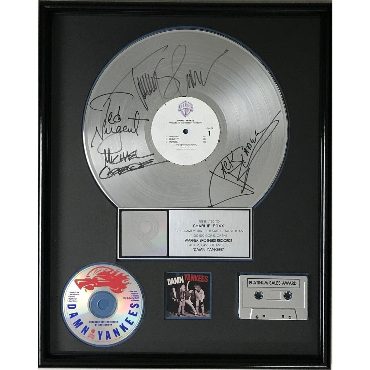 Damn Yankees RIAA Platinum Award Signed by Band with BAS COA - Authentic Collectible for Music Fans & Memorabilia Enthusiasts