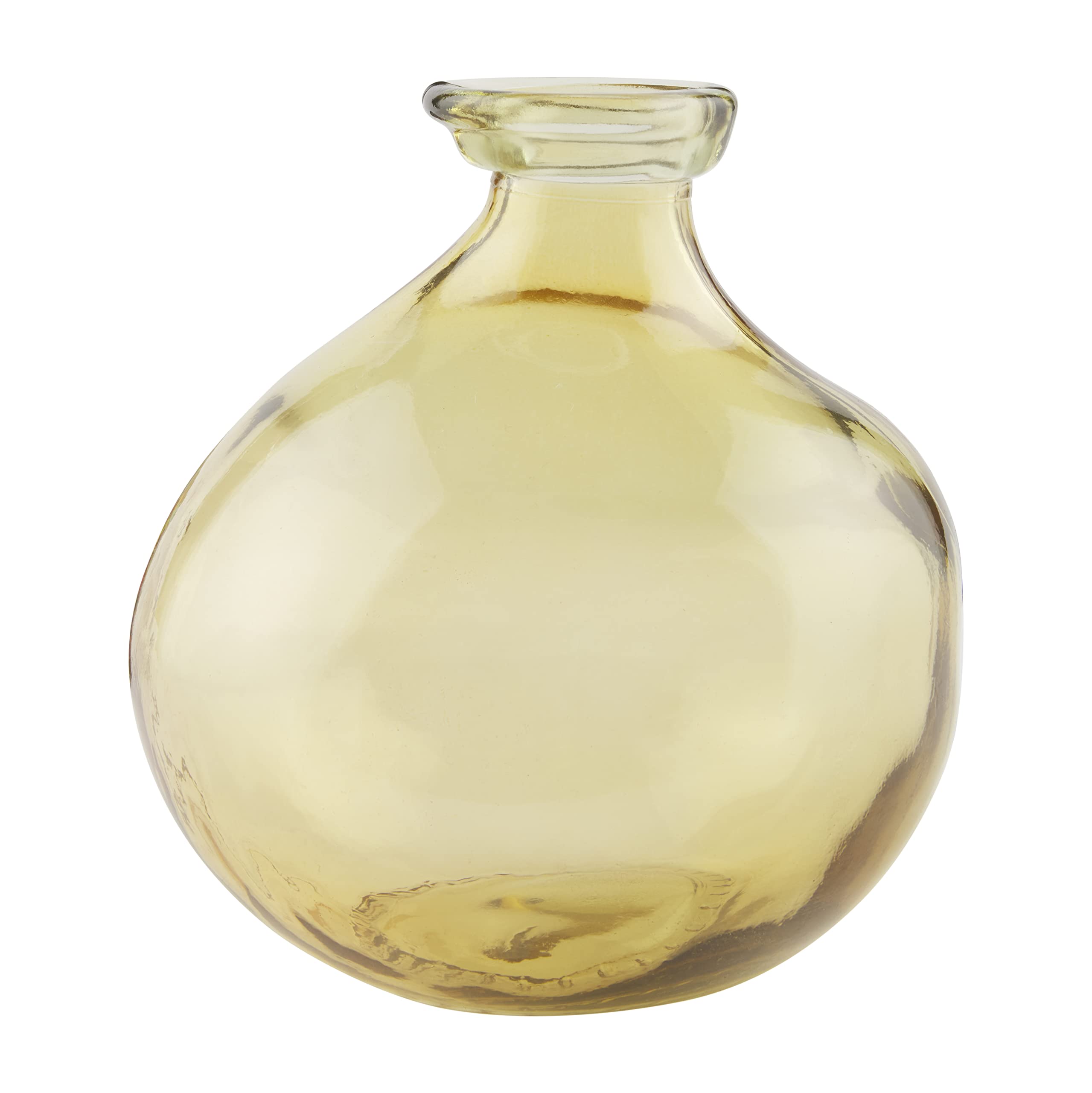 Mud Pie Small Yellow Glass Vase - Perfect for Home Decor, Wedding Centerpieces & Floral Arrangements