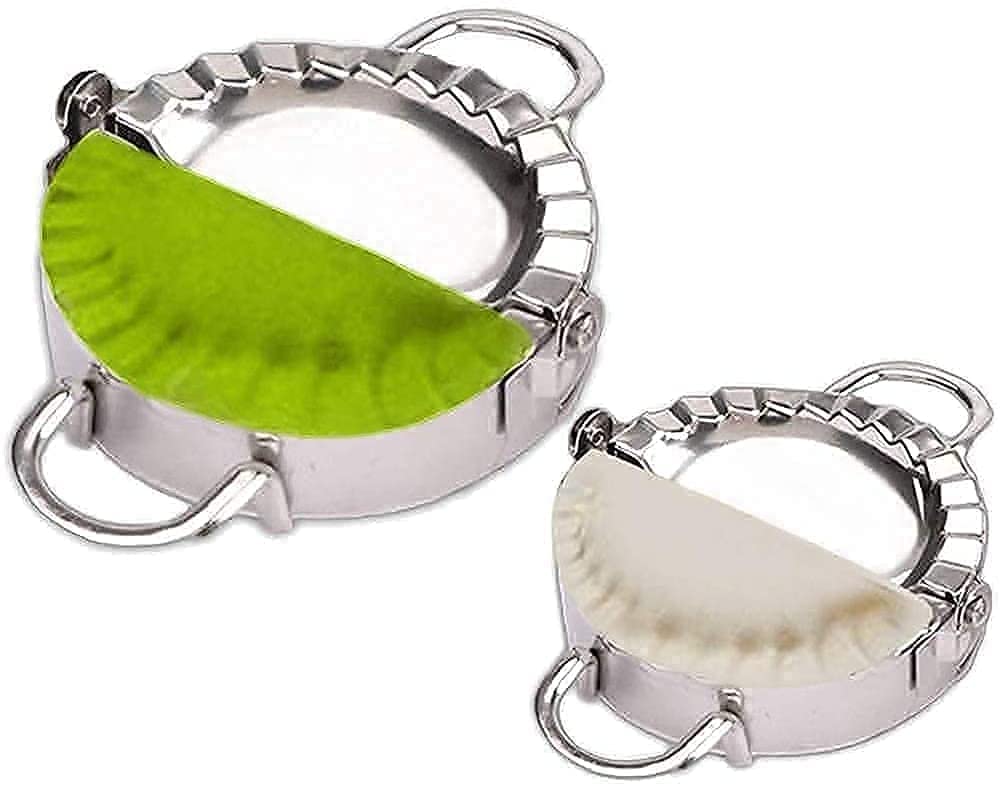 Nexellar Stainless Steel Momos Maker & Dumpling Press - Large Professional Dumpling Mold, Dough Cutter & Wrapper for Homemade Momo, Gyoza, Potstickers | Perfect for Asian Cooking, Meal Prep & Family Kitchen