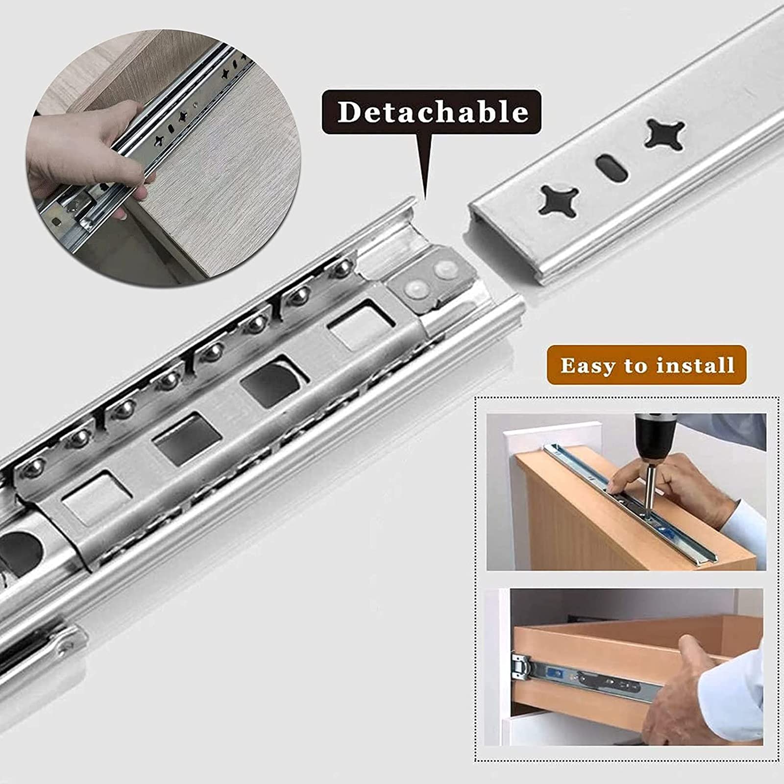 Soft Close Ball Bearing Drawer Slides - 32 Inch Heavy Duty Full Extension Side Mount Drawer Rollers (1 Pair 800mm) - Perfect for Kitchen Cabinets, Dressers & Furniture Installation