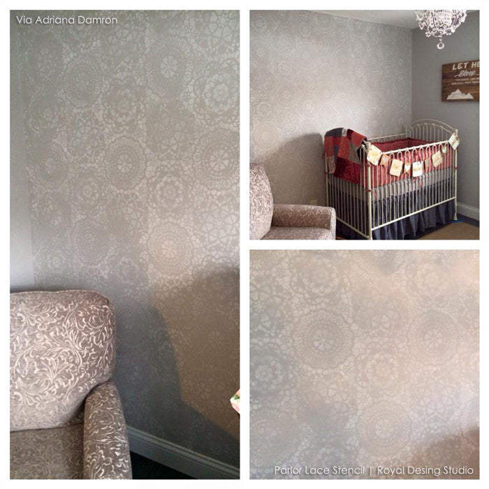 Parlor Lace Wall Stencil - Elegant Victorian Floral Pattern for DIY Home Decor, Wall Painting, and Interior Design Projects