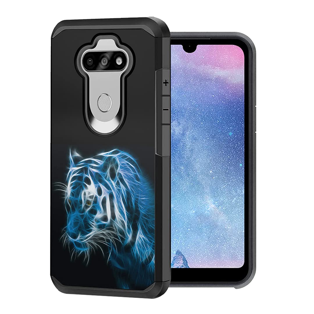 Slim Heavy Duty LG K31 Phone Case - Blue Tiger Design for Men & Women | Perfect for Tracfone & Straight Talk Users