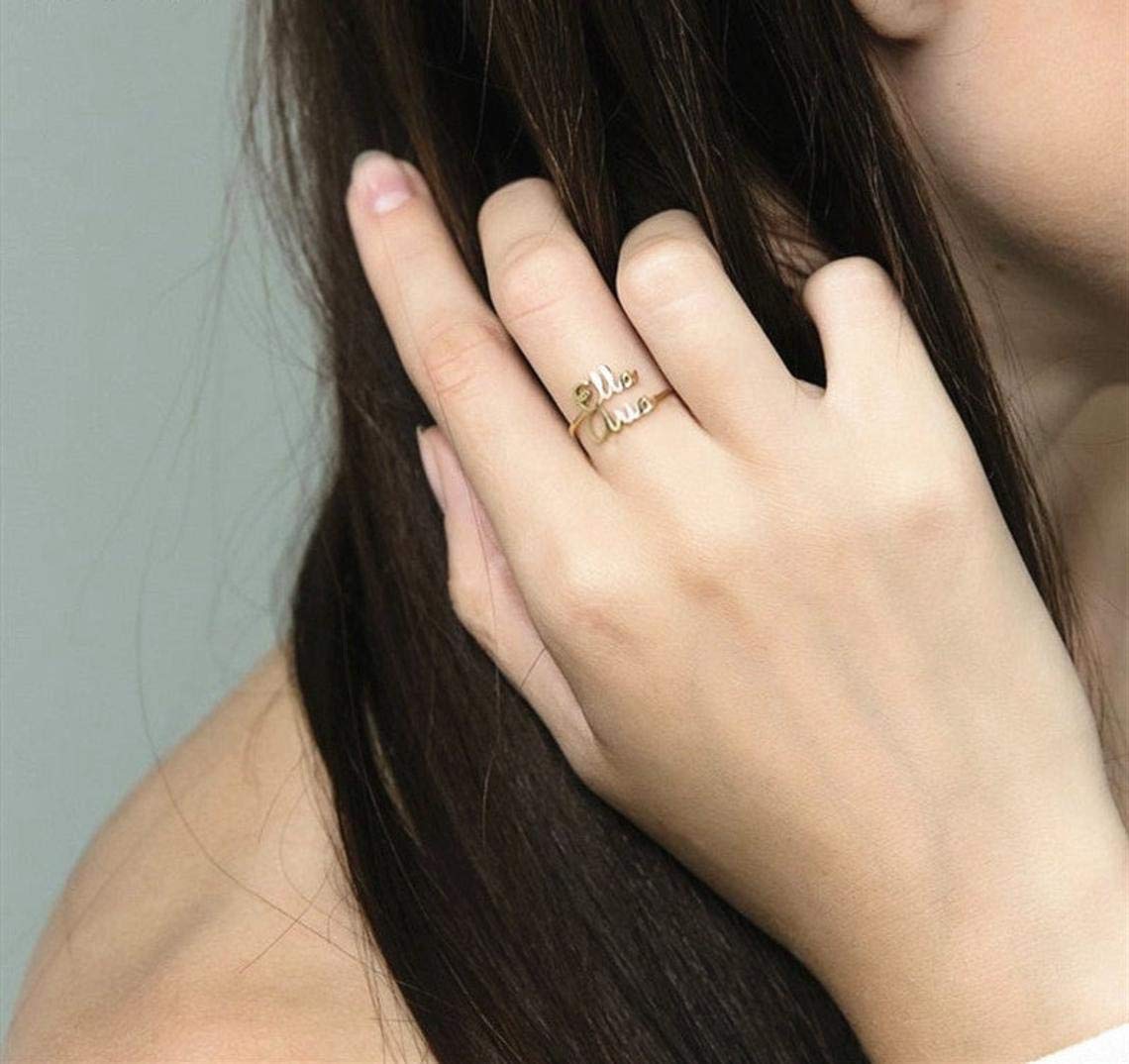 Personalized Name Rings for Women - Sterling Silver Custom Initial Rings - Engraved Mother's Jewelry - Unique Christmas Gift for Her - Perfect for Anniversaries, Birthdays & Special Occasions