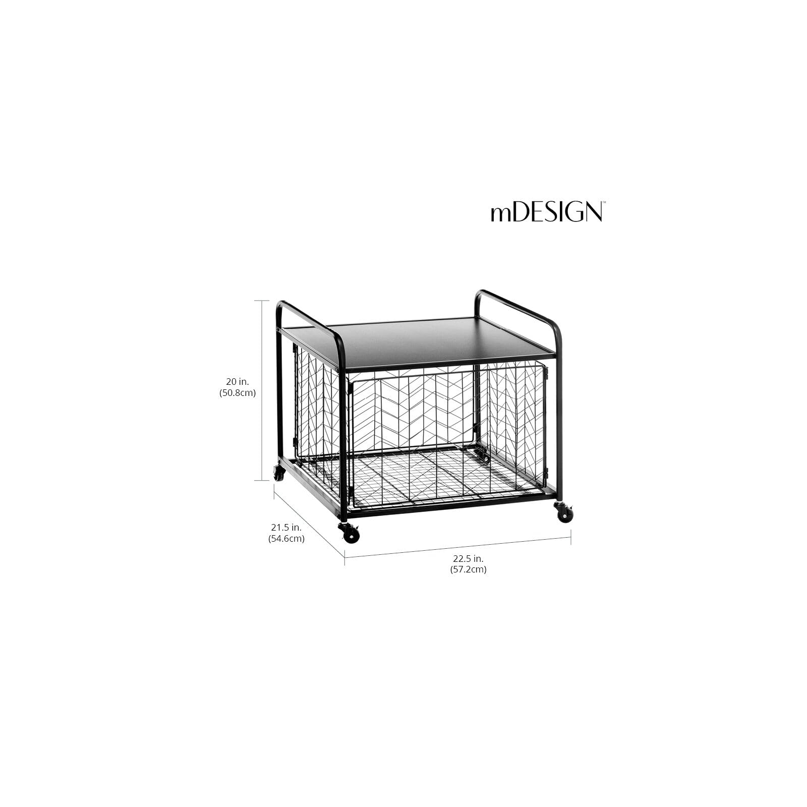 mDesign Small Portable Mini Fridge Storage Cart with Wheels - Mobile Rolling Organizer for Refrigerator, Microwave & Appliances - Includes Drawer Basket - Perfect for Dorm Room, Studio & Small Apartments - Black - Ideal for Kitchen Storage, Bedroom Organization & Small Space Living