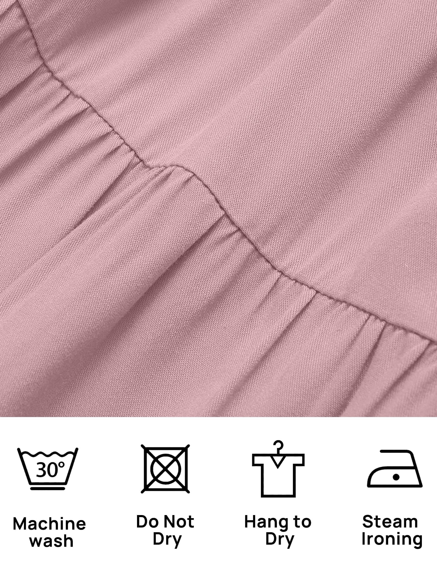 ZESICA Women's Summer Flutter Short Sleeve Smocked Waist Tiered Midi Dress - Casual Crew Neck Elastic Waist Flowy Dress for Beach, Vacation & Everyday Wear