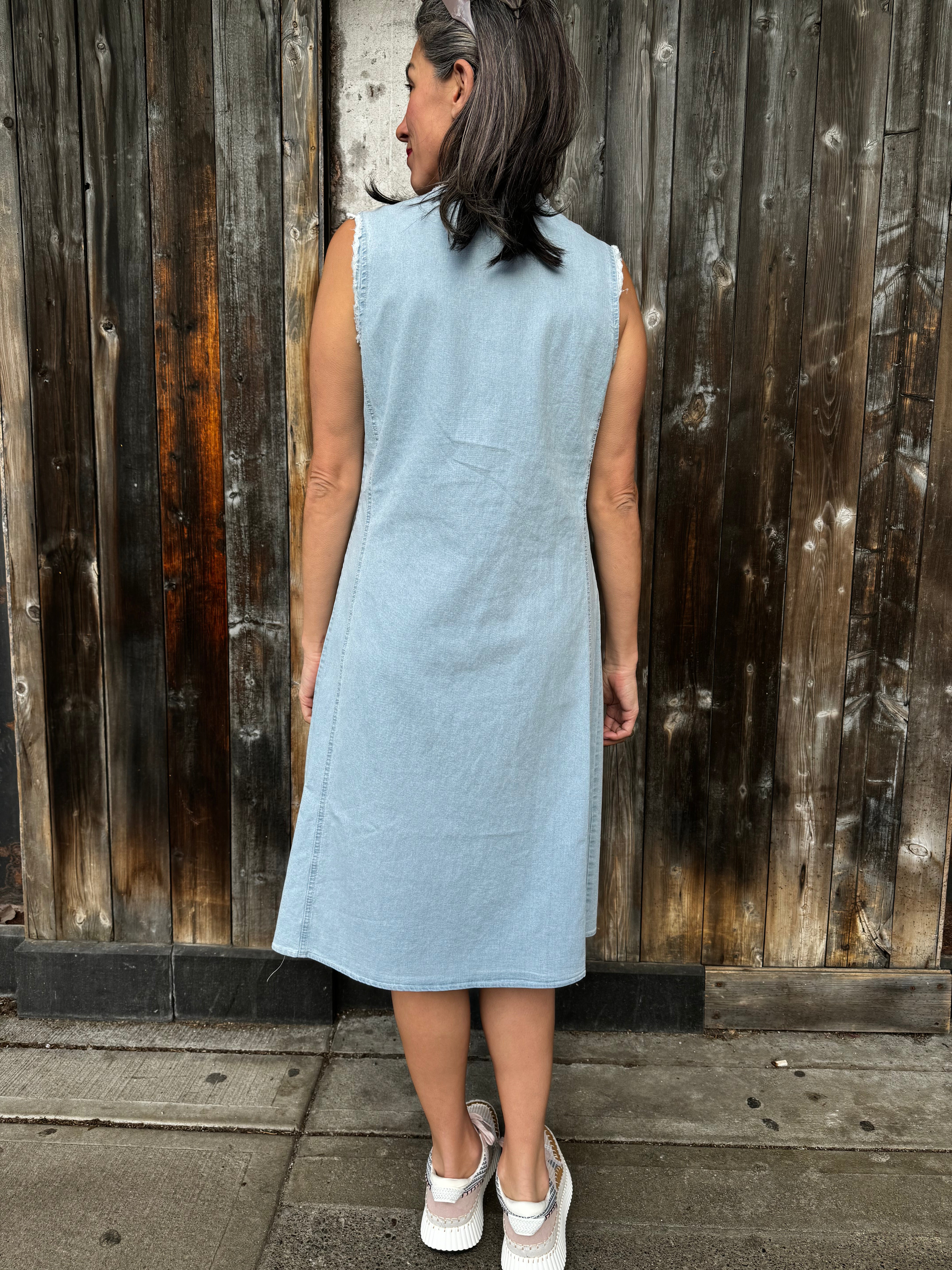 Light Blue Denim Dress for Women - Casual & Comfortable Summer Dress - Perfect for Beach, Outings, and Everyday Wear