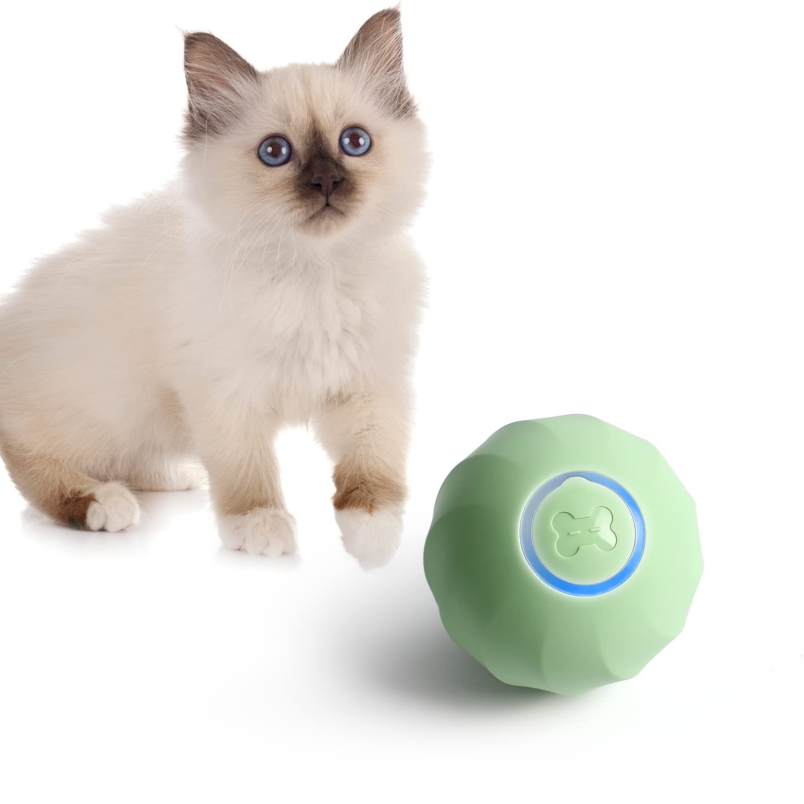 Boqii Smart Interactive Cat Toys for Indoor Cats - 3 Play Modes USB Rechargeable Automatic Ball Toy, Perfect Cat Gift for Playtime & Exercise (Green) - Great for Boredom Relief & Encouraging Active Play