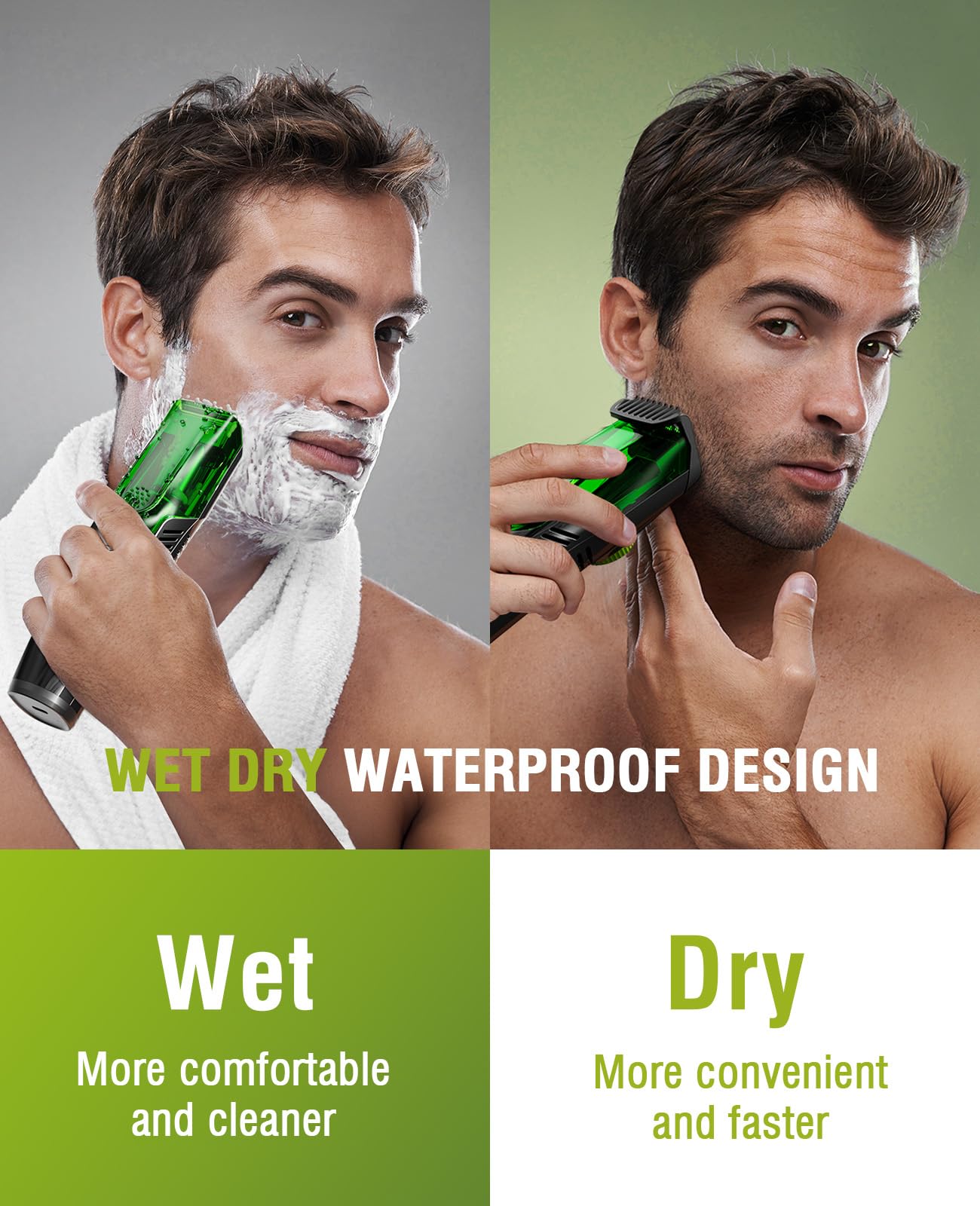 Professional Rechargeable Beard Trimmer for Men - IPX6 Waterproof Electric Mustache & Stubble Trimmer with Adjustable Length Comb (1-20mm) - Perfect for Home, Travel & Grooming Kit