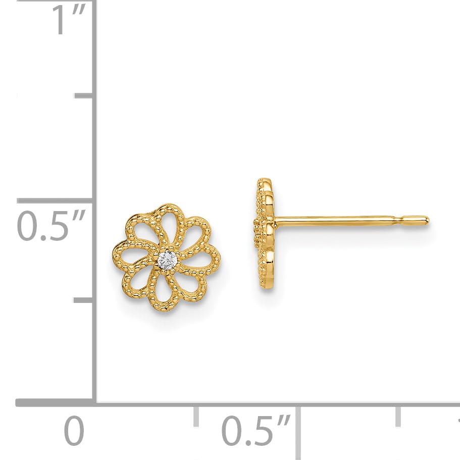 14K Gold Madi K CZ Flower Stud Earrings for Women - Elegant Floral Post Earrings for Everyday Wear, Parties & Special Occasions