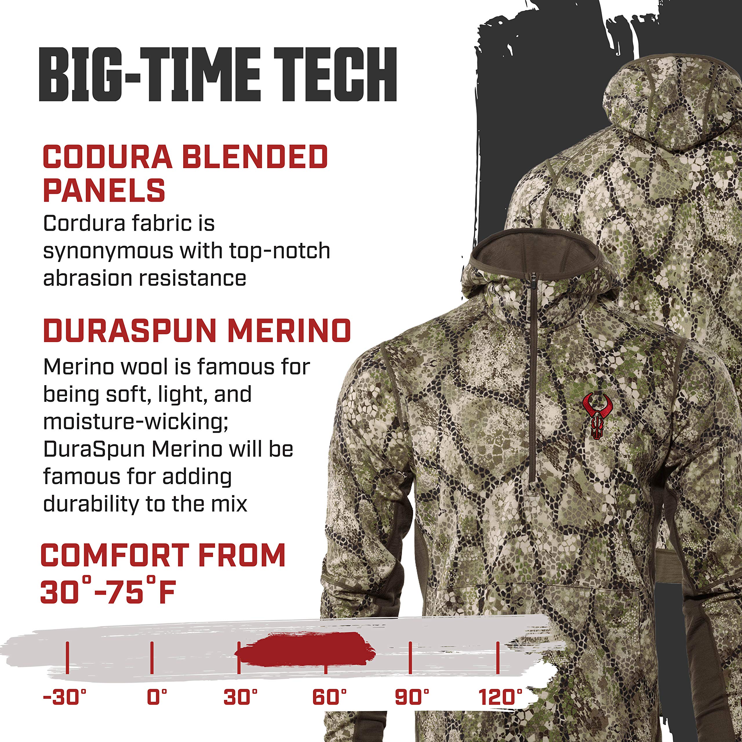 Badlands Variant Merino Wool Hoodie - Lightweight Mid Layer for Hiking & Outdoor Adventures - Warm & Breathable Base Layer for Camping, Backpacking & Cold Weather Activities