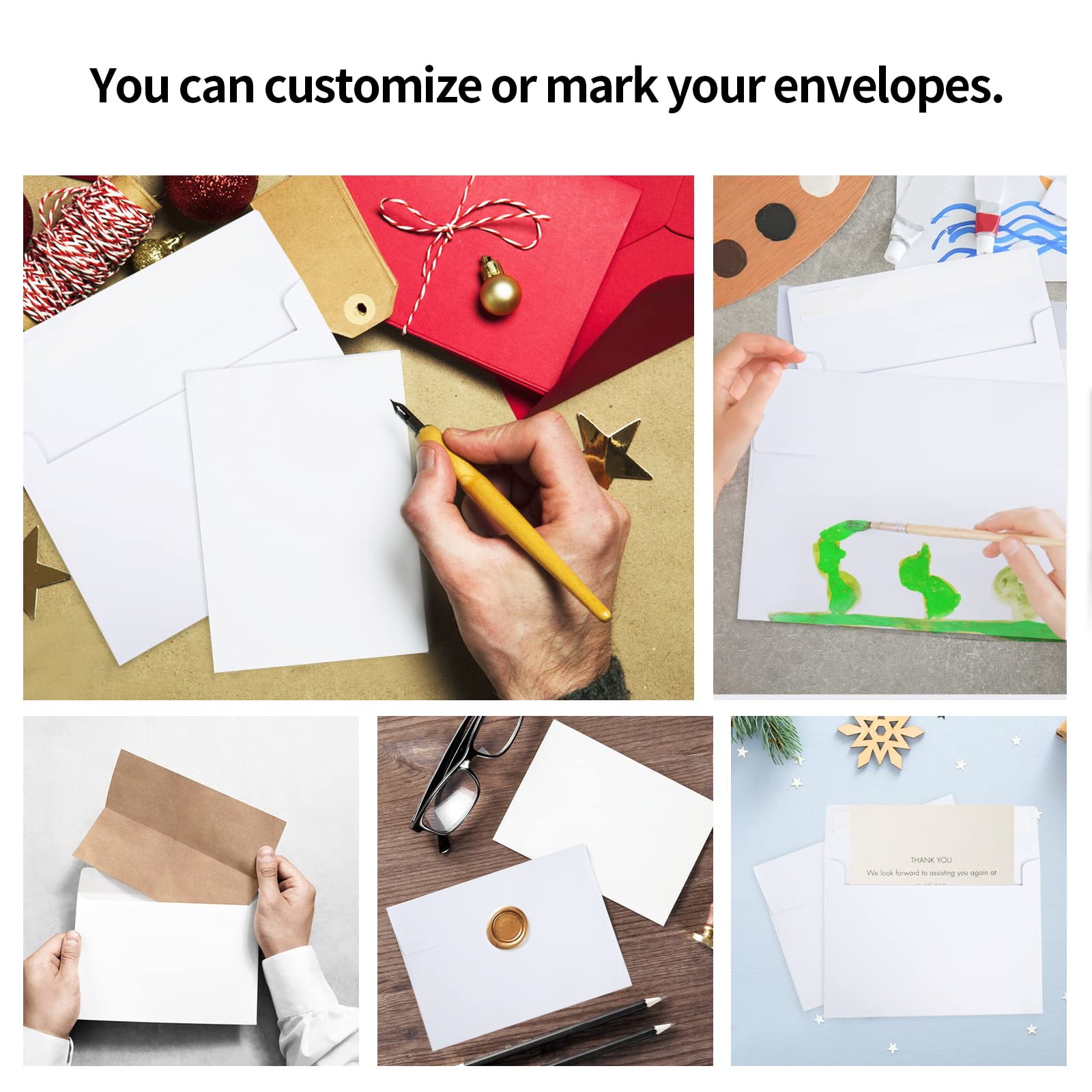 50 Packs 4x6 Self Seal Envelopes - White A4 Printable Invitation Envelopes for Weddings, Greeting Cards, Photos & Mailing | Perfect for DIY Invitations, Business Correspondence & Special Occasions