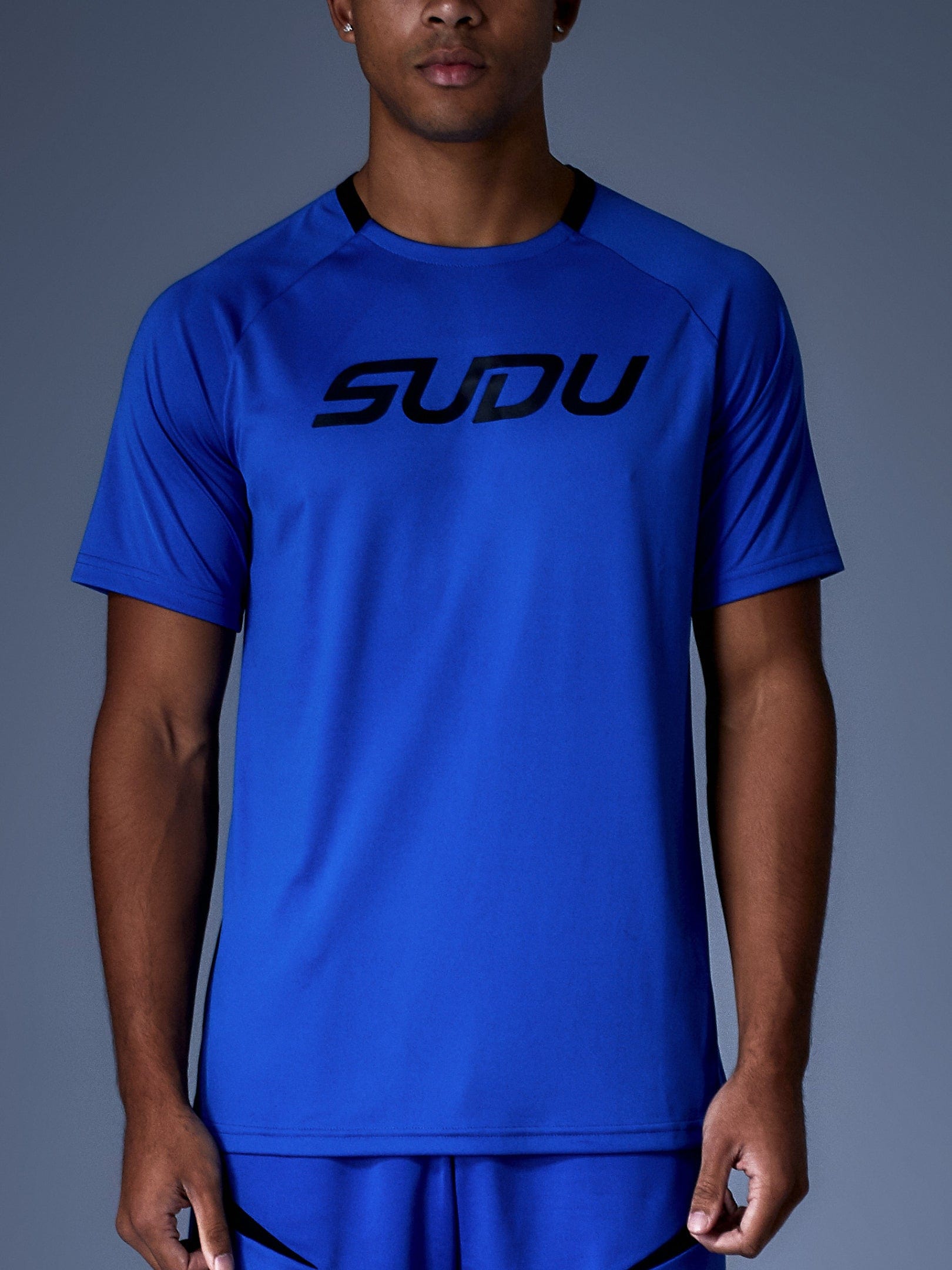 SPT 01 Embroidered Logo Cotton T-Shirt for Men - Classic Blue Crew Neck Tee - Perfect for Casual Wear, Gym & Everyday Outfits