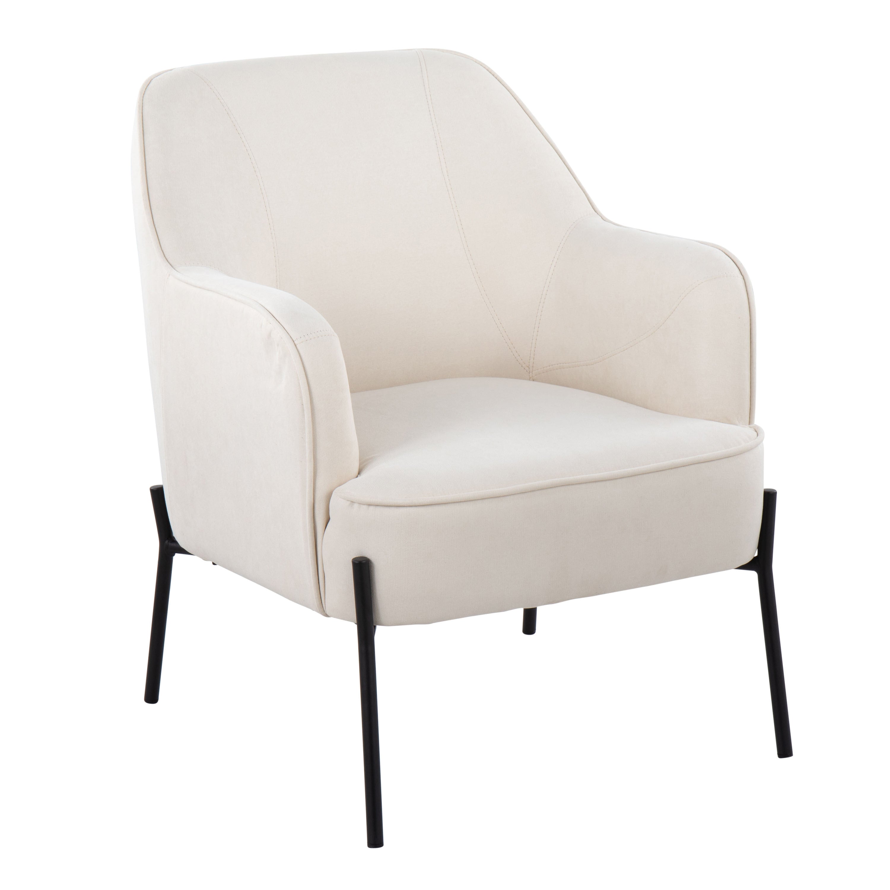 LumiSource Daniella Contemporary Accent Chair - Black Metal Frame with Cream Fabric Upholstery | Modern Living Room, Bedroom, or Office Seating Furniture