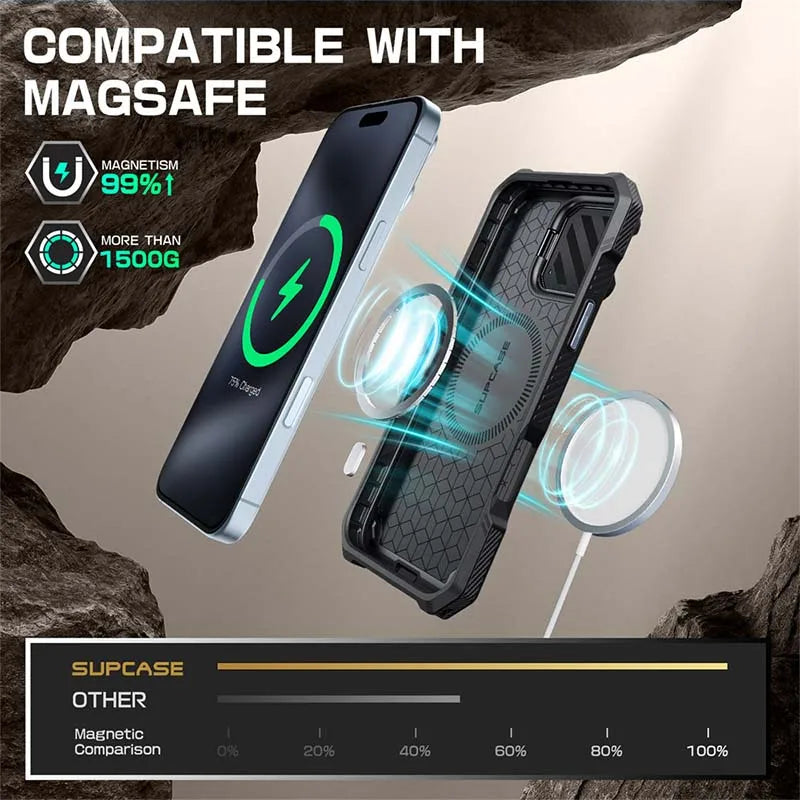 iPhone 16 SUPCASE UB Mag XT Heavy Duty Magnetic Case - Shockproof Protective Cover with Strong Magnetic Mount for Car & Home Use - Perfect for Outdoor Activities, Travel & Daily Protection