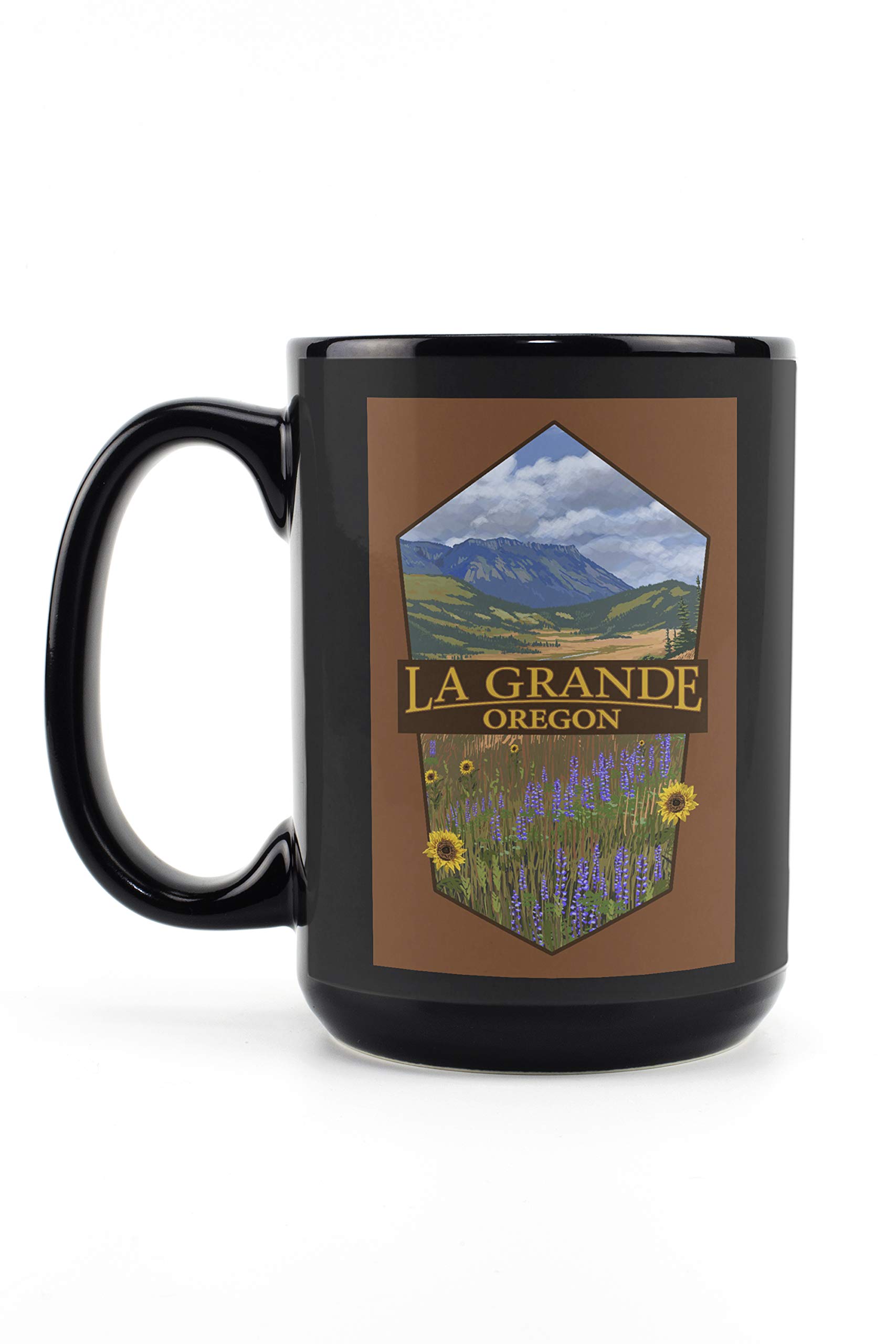Premium 15oz Black Ceramic Coffee Mug - Oregon Mt. Emily Inspired Design - Dishwasher & Microwave Safe - Perfect for Home, Office or Camping Use