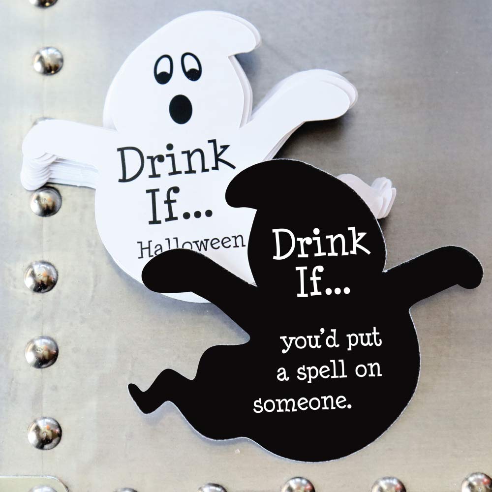 Big Dot of Happiness Drink If Game - Spooky Ghost Halloween Party Game (24 Count) - Fun Icebreaker for Halloween Parties & Gatherings