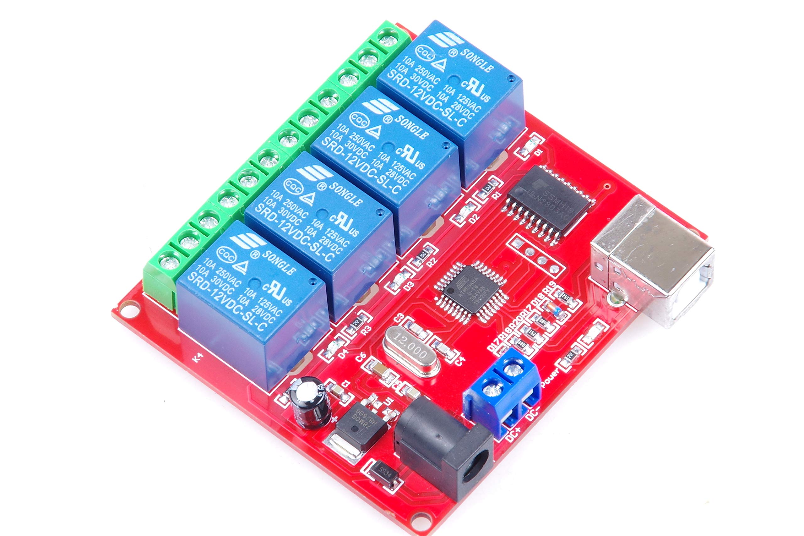 12V 4-Channel USB Relay Module - Plug & Play PC Smart Controller for Home Automation